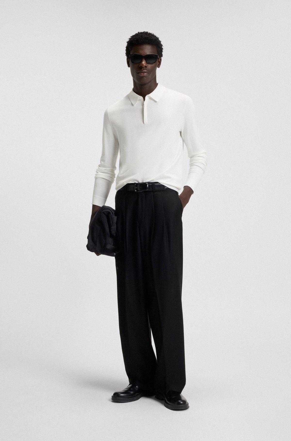 Slim-fit knit polo with rear logo Product Image