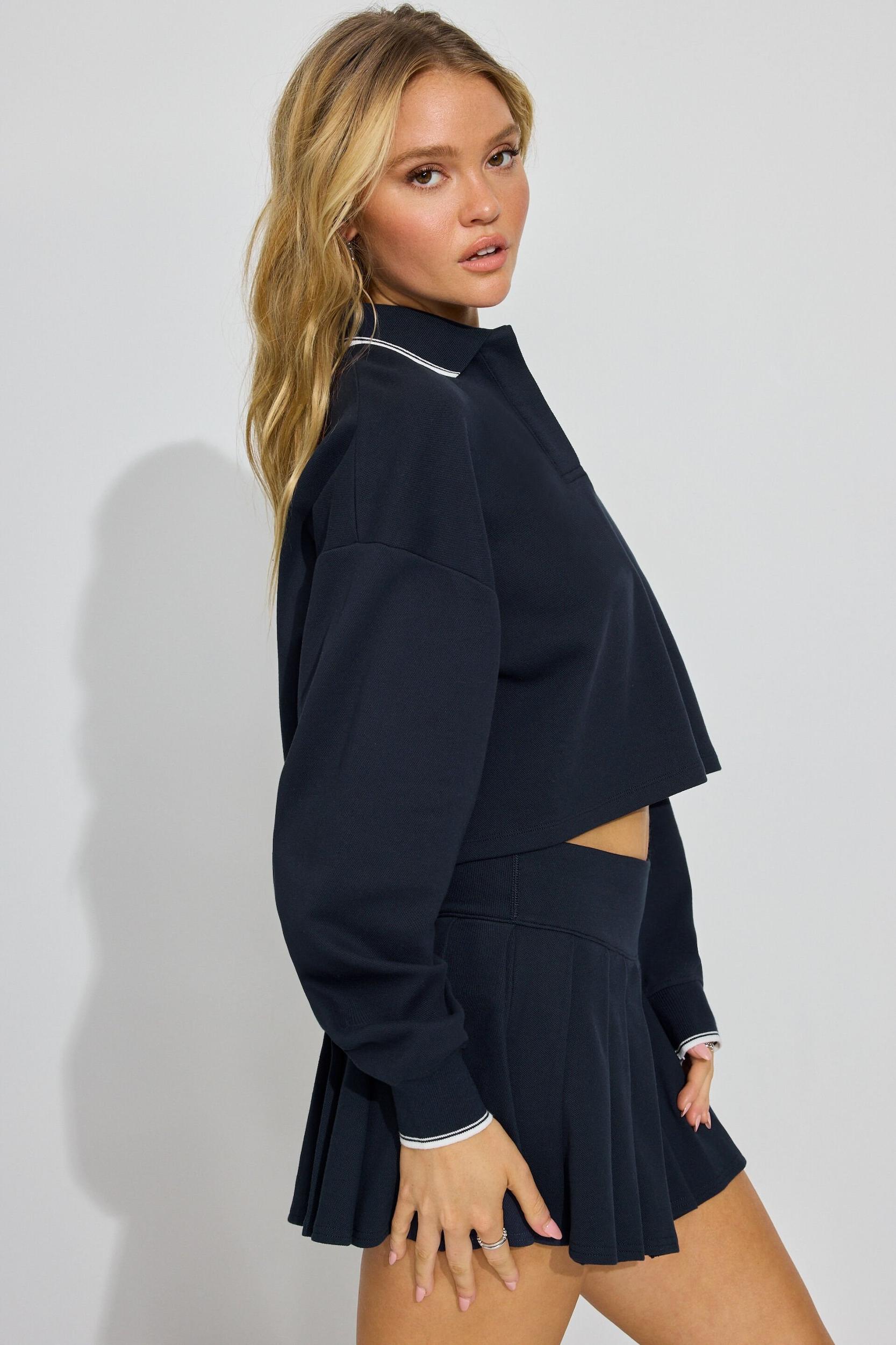 Oversized Cropped Polo Shirt Product Image