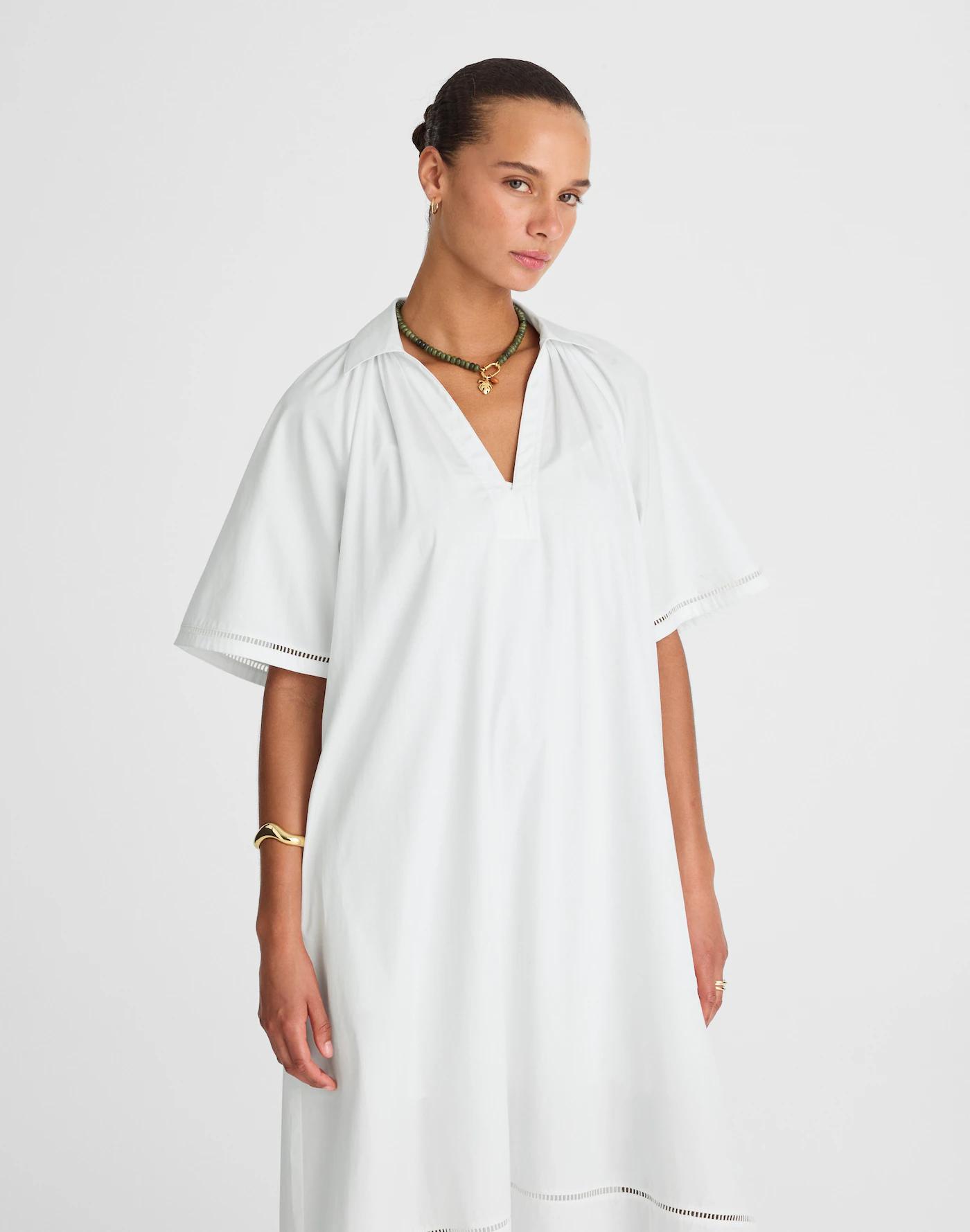 Poplin Splitneck Midi Shirtdress Product Image