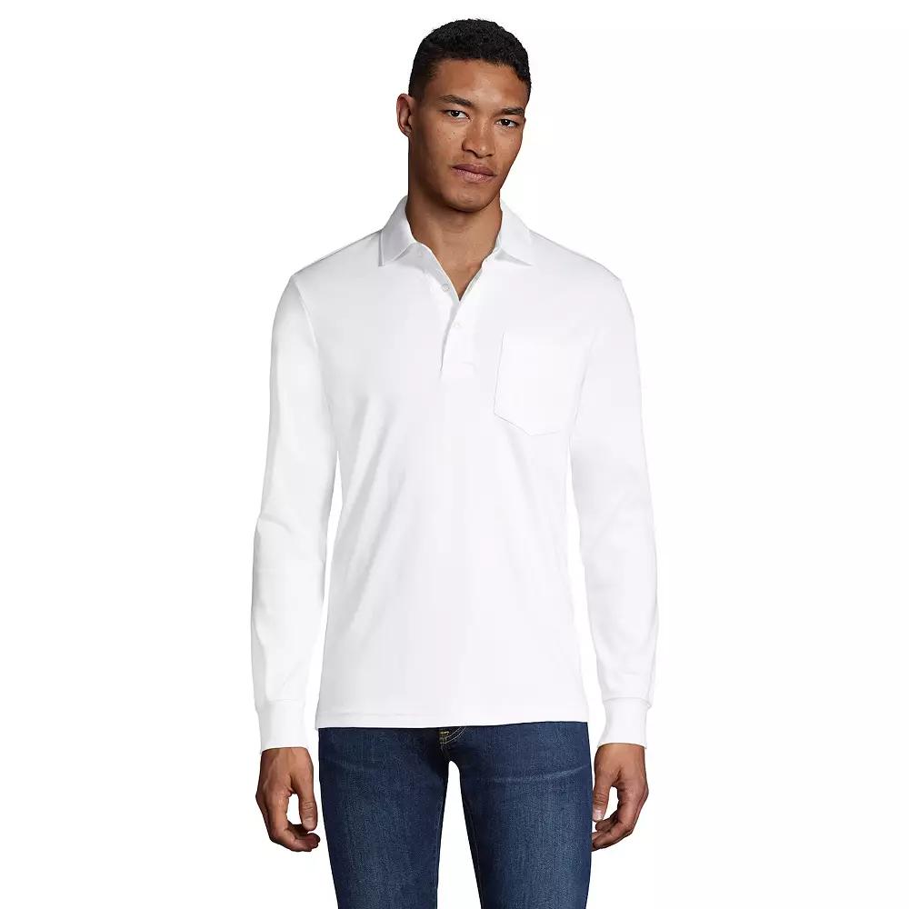 Big & Tall Lands' End Super Soft Classic-Fit Long Sleeve Supima Pocket Polo, Men's,  Product Image