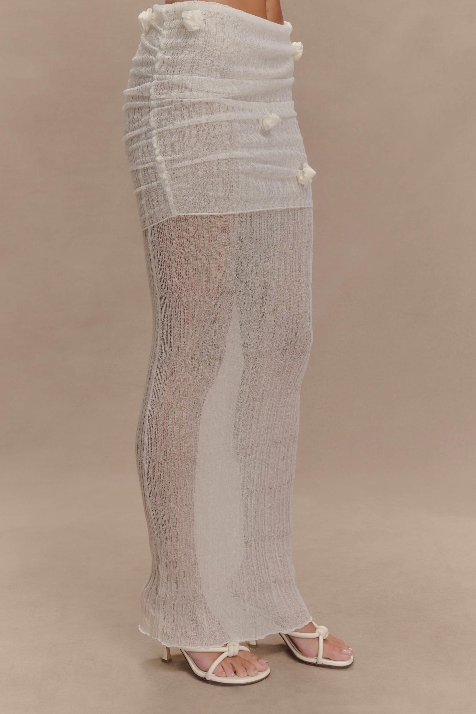 Orianna Orchid Knit Maxi Skirt - Ivory Product Image