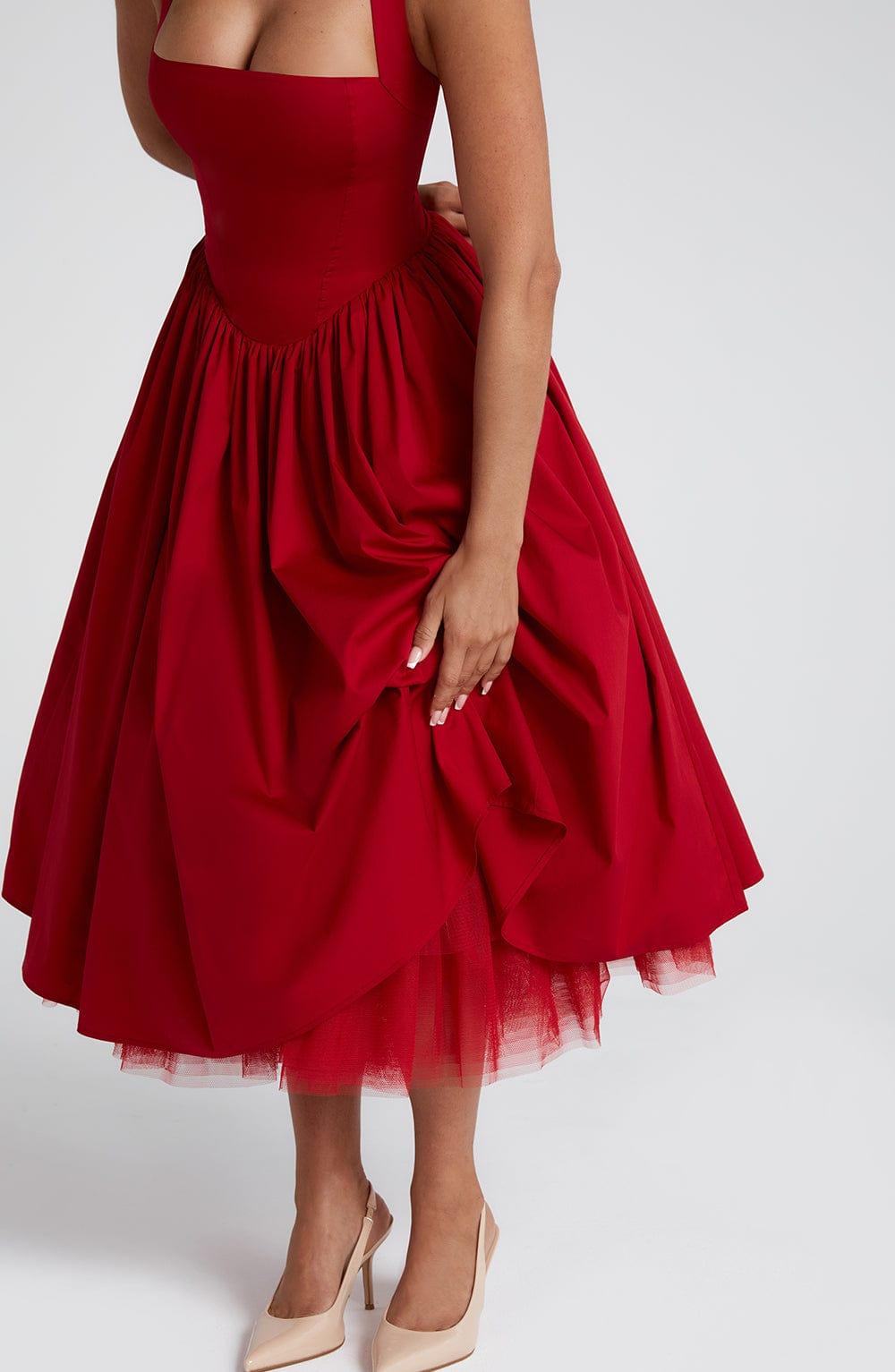 Cressida Midi Dress - Red Product Image
