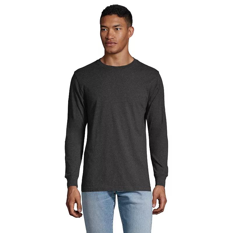 Big & Tall Lands End Super-T Long Sleeve Classic-Fit Tee, Mens Dk Grey Heather Product Image