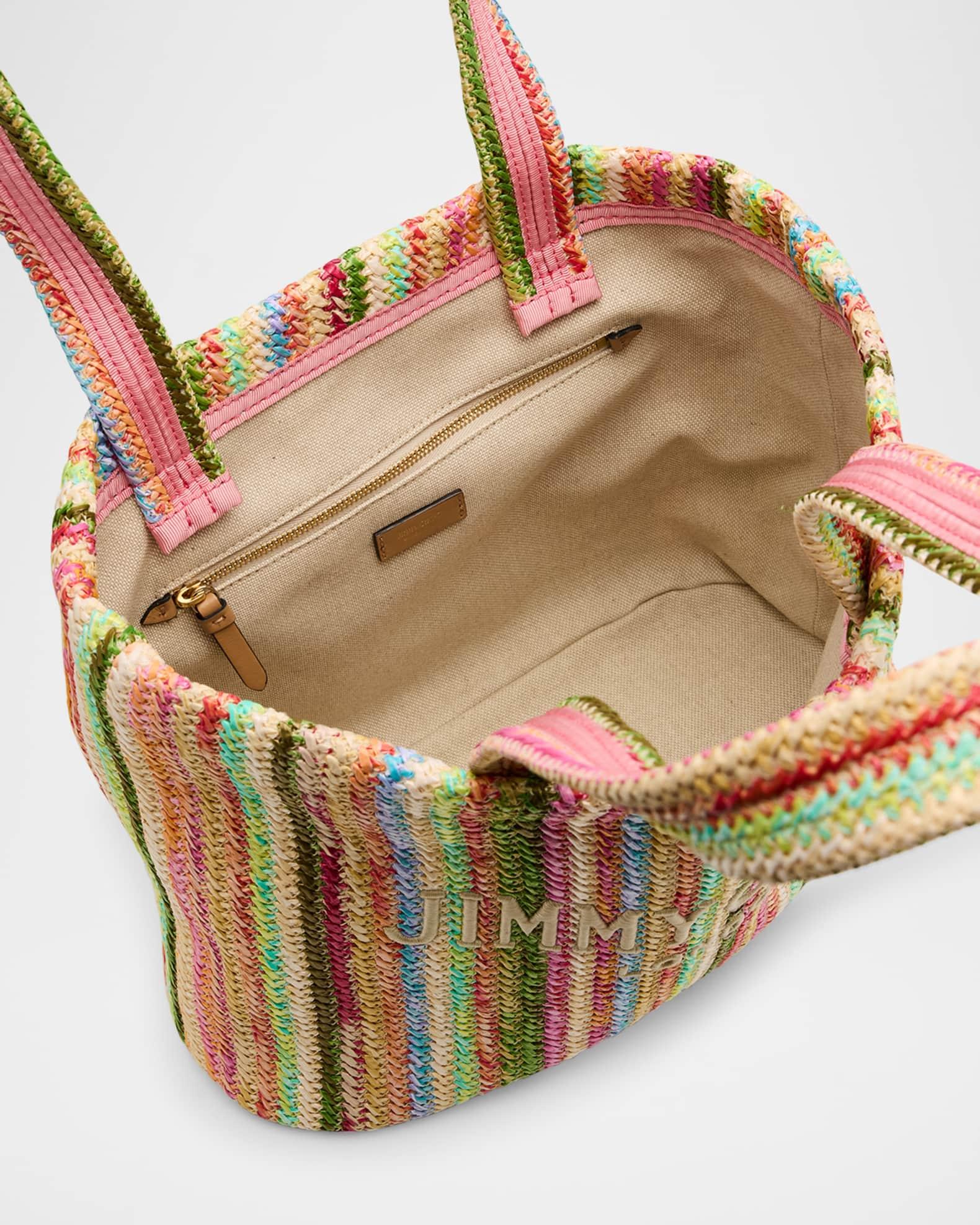 Beach Medium Striped Raffia Tote Bag Product Image