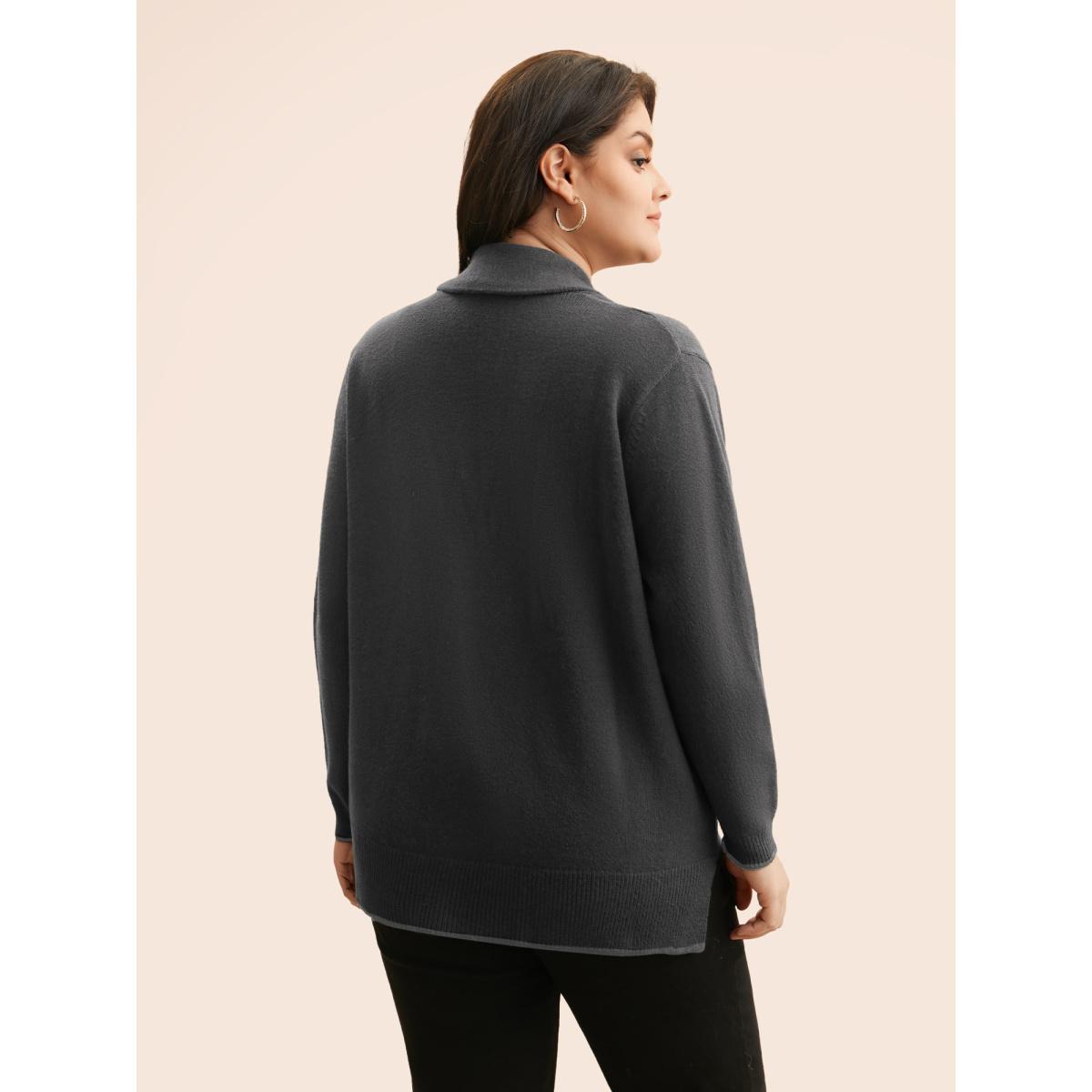 Plus Size Supersoft Essentials Solid Shawl Collar Cardigan DimGray Women Casual Loose Long Sleeve Everyday Cardigans BloomChic 18-20/2X Product Image