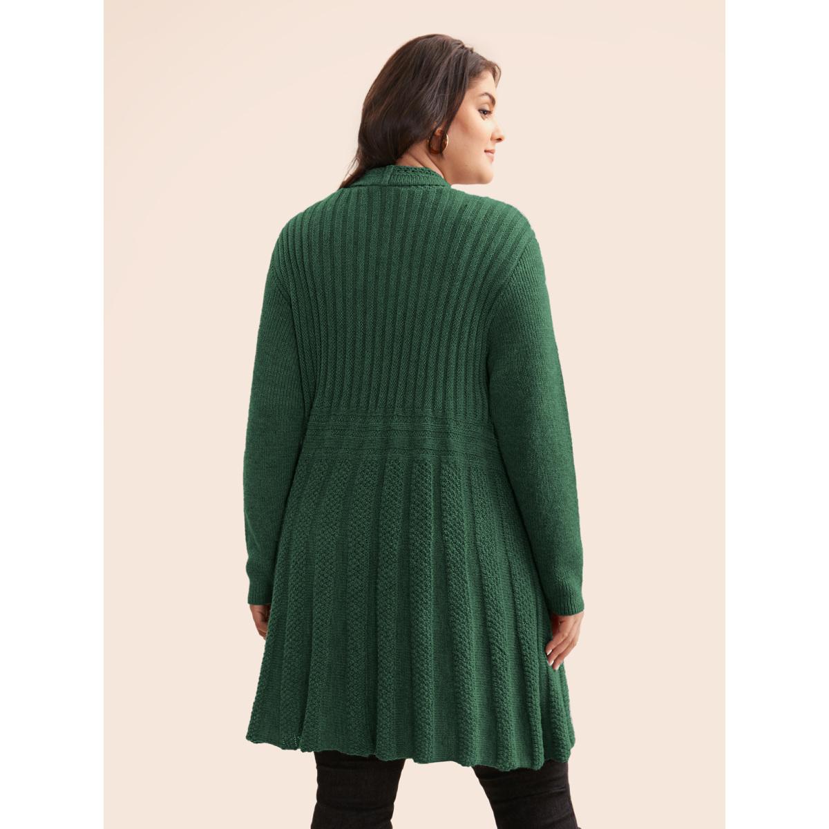 Plus Size Plain Textured Kimono Collar Cardigan Truegreen Women Casual Loose Long Sleeve Everyday Cardigans BloomChic 28/5X Product Image