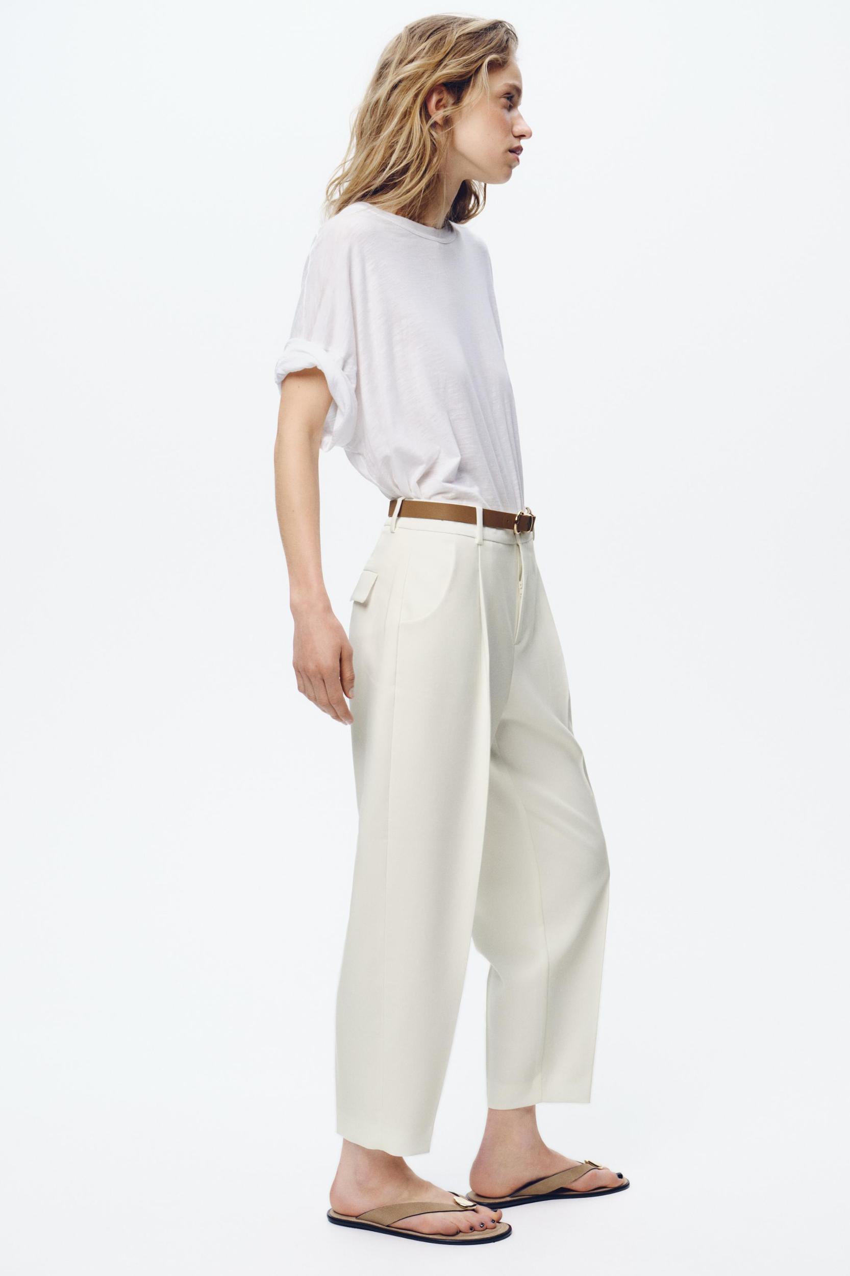 PLEATED BELTED PANTS Product Image