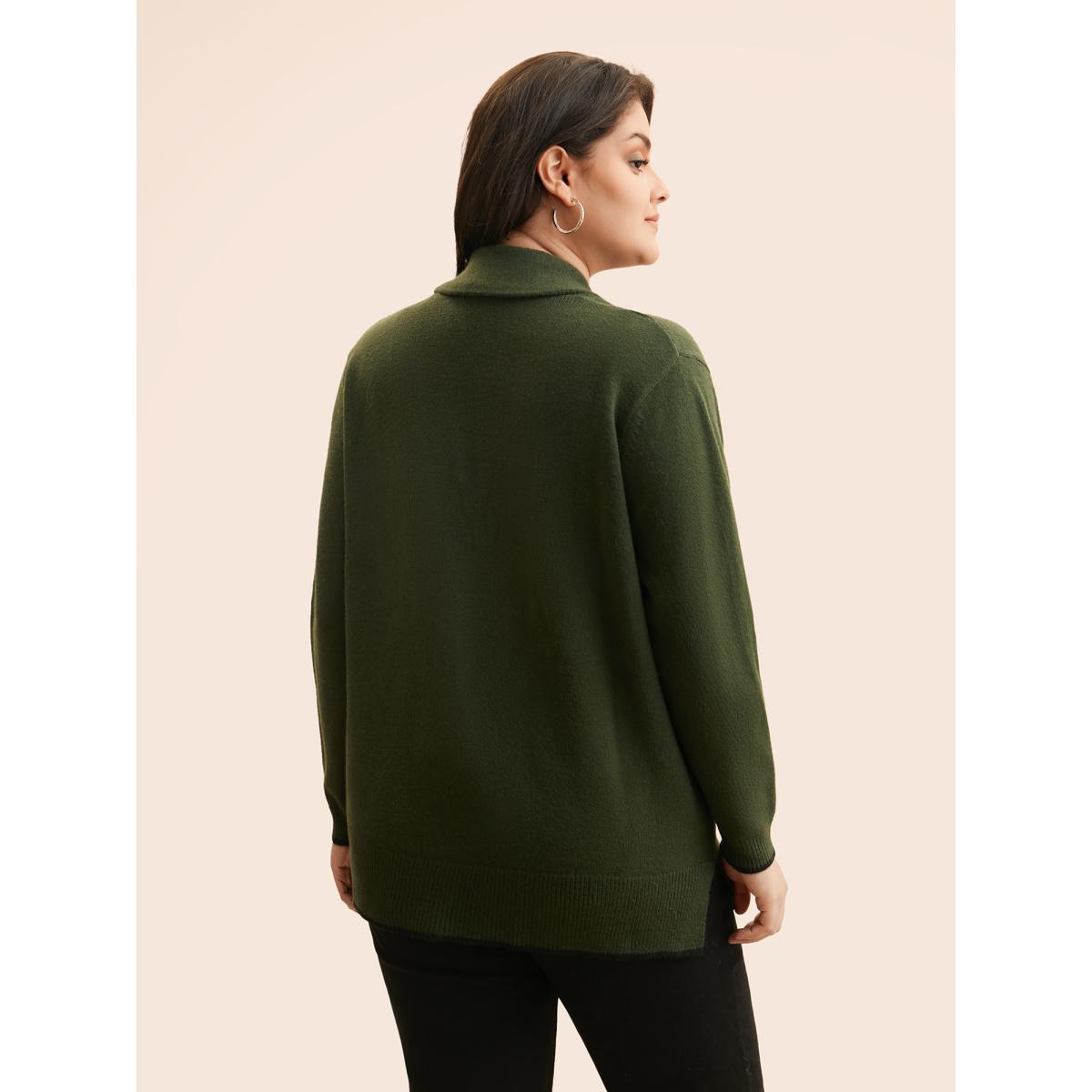 Plus Size Supersoft Essentials Solid Shawl Collar Cardigan ArmyGreen Women Timeless Loose Long Sleeve Elegant Cardigans BloomChic 26/4X Product Image