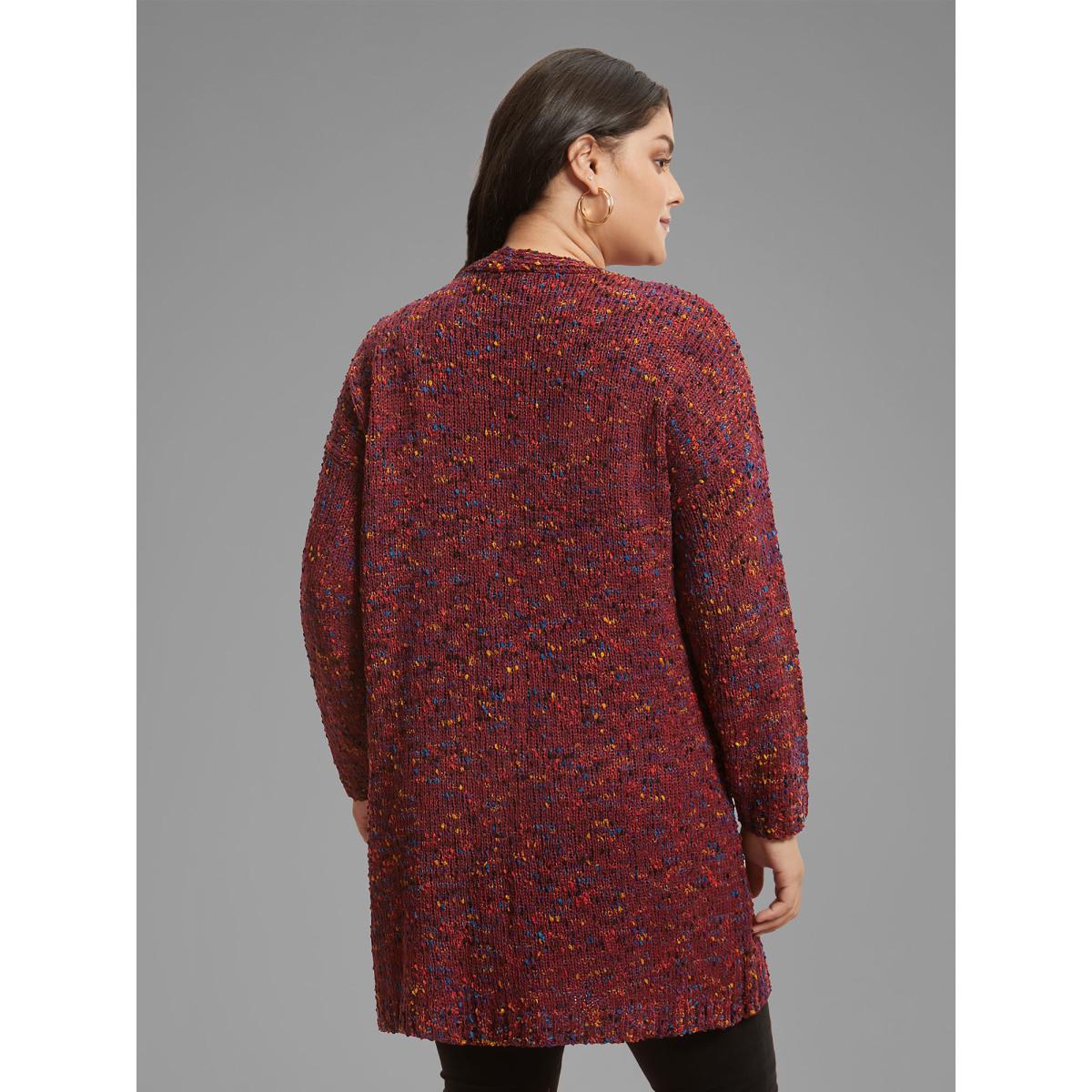 Plus Size Color Textured Open Front Cardigan Deepred Women Casual Loose Long Sleeve Dailywear Cardigans BloomChic 10/M Product Image