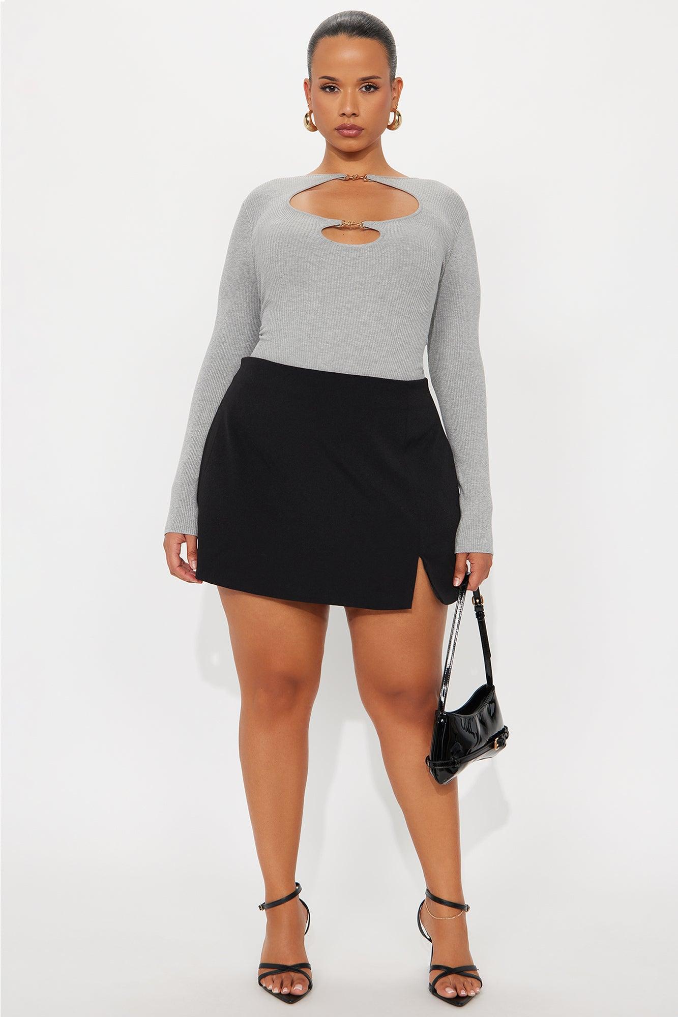 Sara Cut Out Bodysuit - Grey Female Product Image