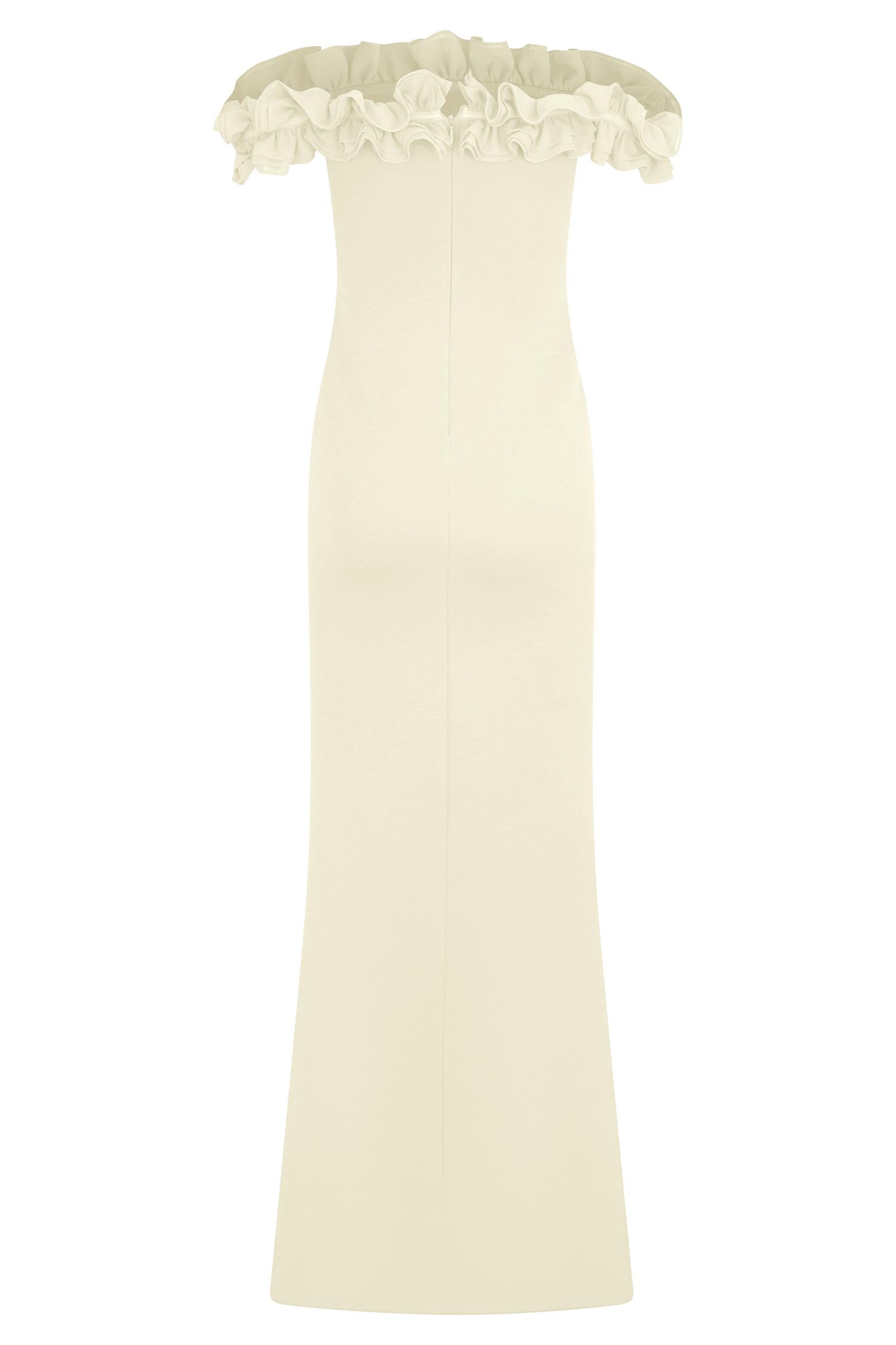 Nova Ruffle Off Shoulder Maxi Dress - Ivory Product Image