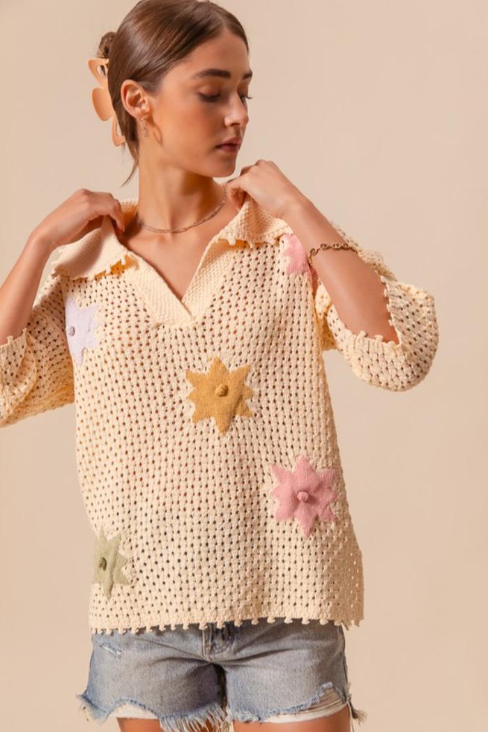 Flower Knit Sweater Product Image