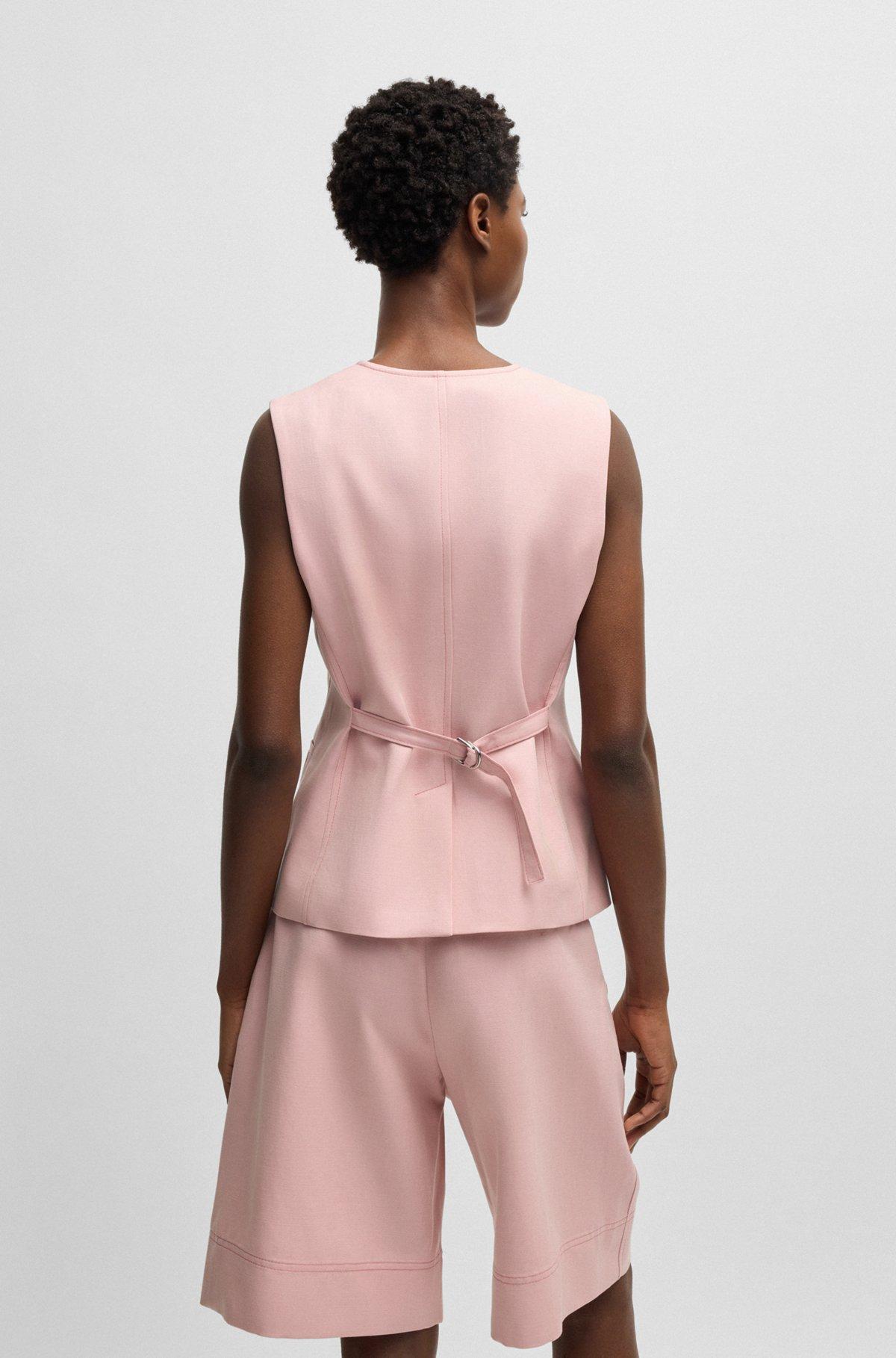 BOSS - Single-breasted waistcoat with adjustable strap - Light Purple Product Image