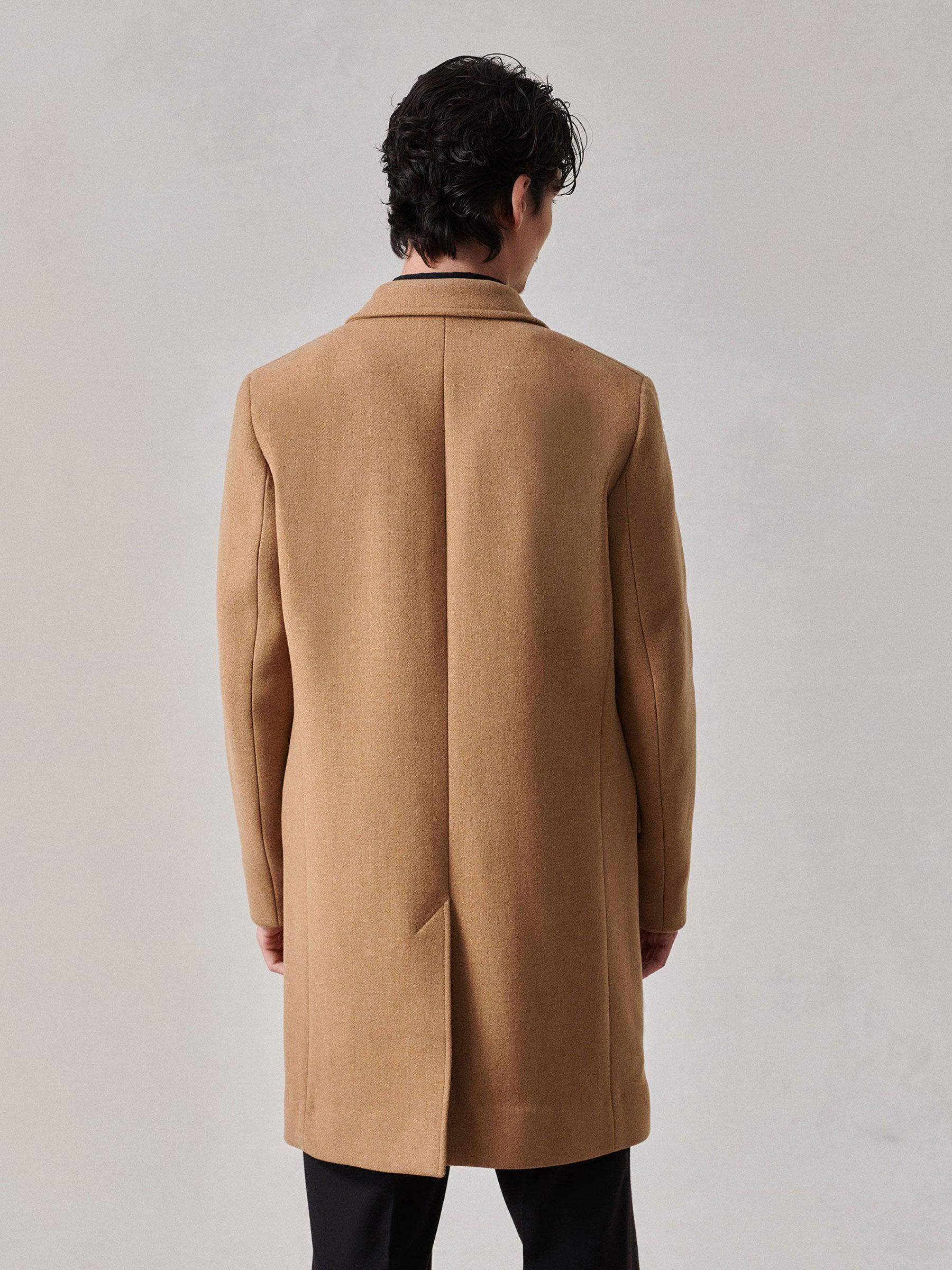 Camel Herringbone Italian Double-Faced Wool Town Coat Product Image