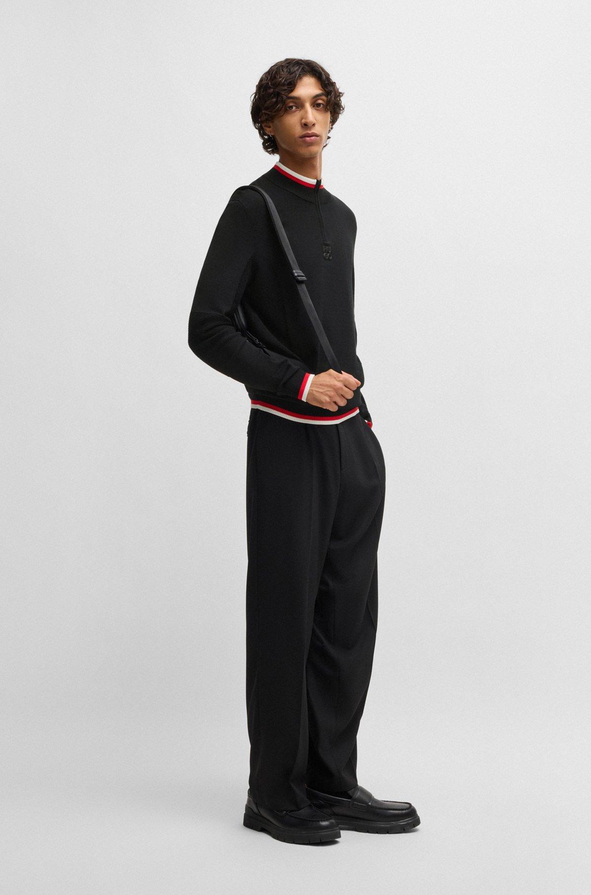Zip-neck sweater with contrast tipping Product Image