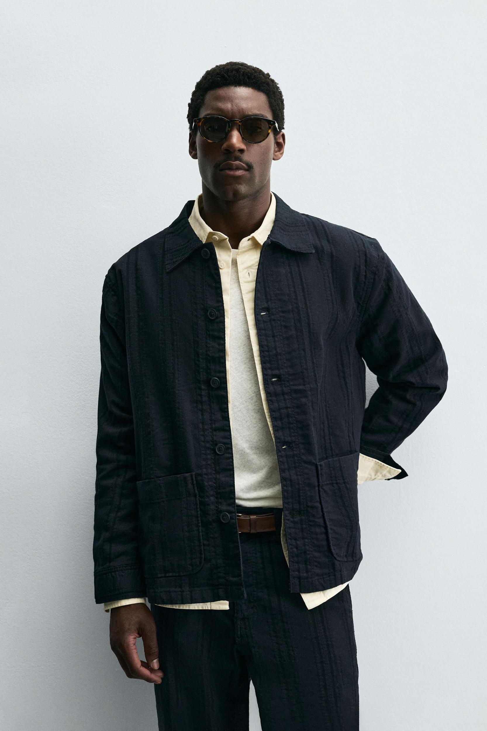 STRIPED JACQUARD OVERSHIRT Product Image