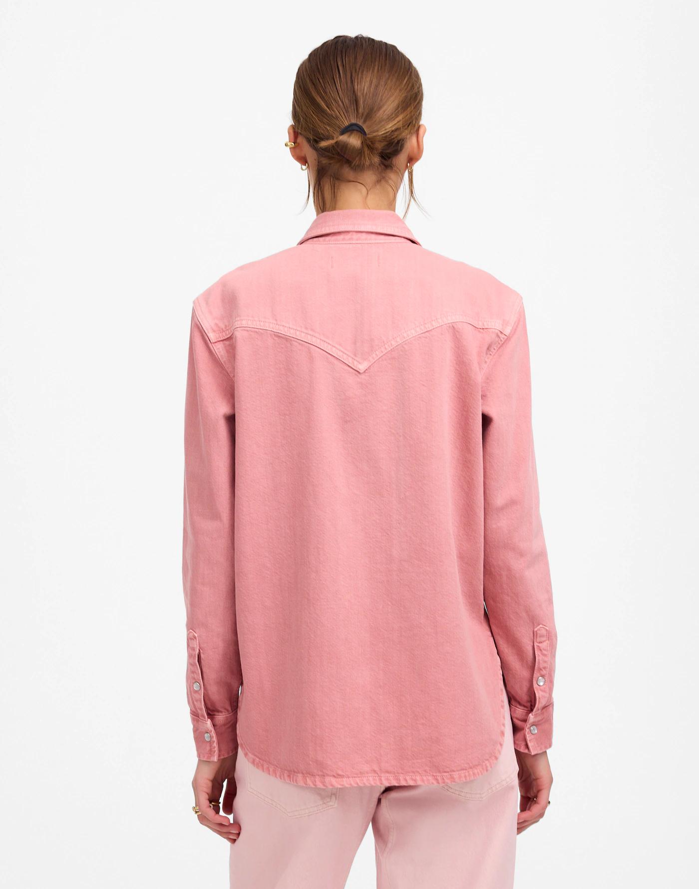 Oversized Western Shirt in Garment-Dyed Denim Product Image