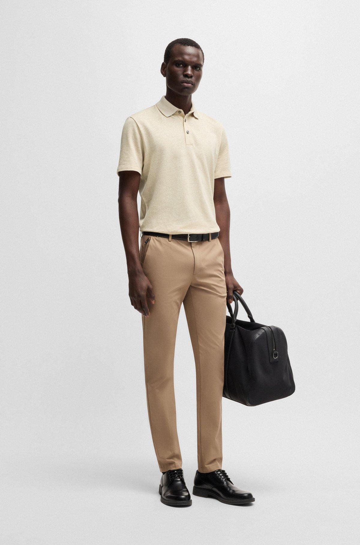 Knit polo shirt in cotton and linen Product Image