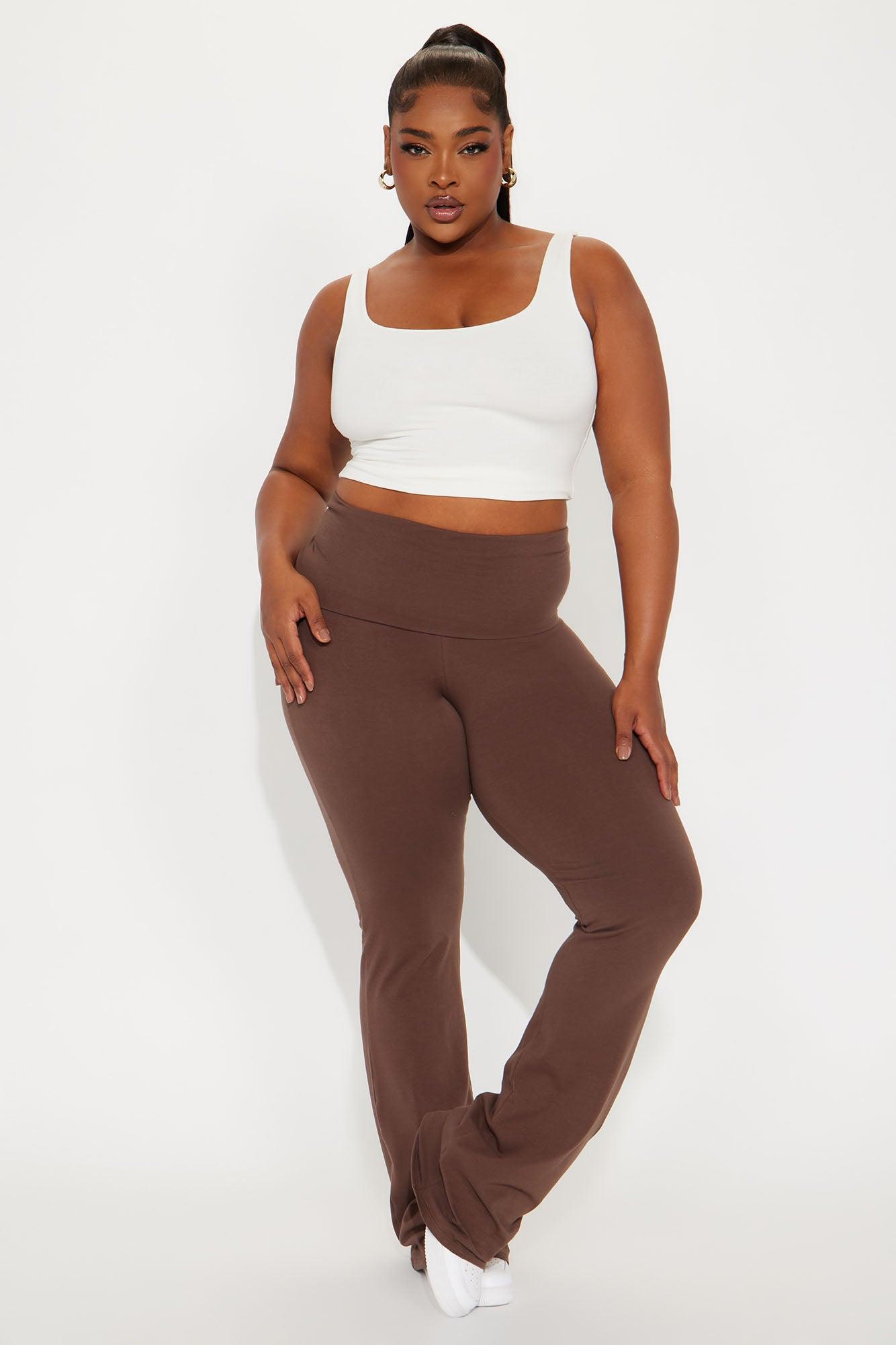 Tall Adriana Foldover Flare Pant - Chocolate Product Image