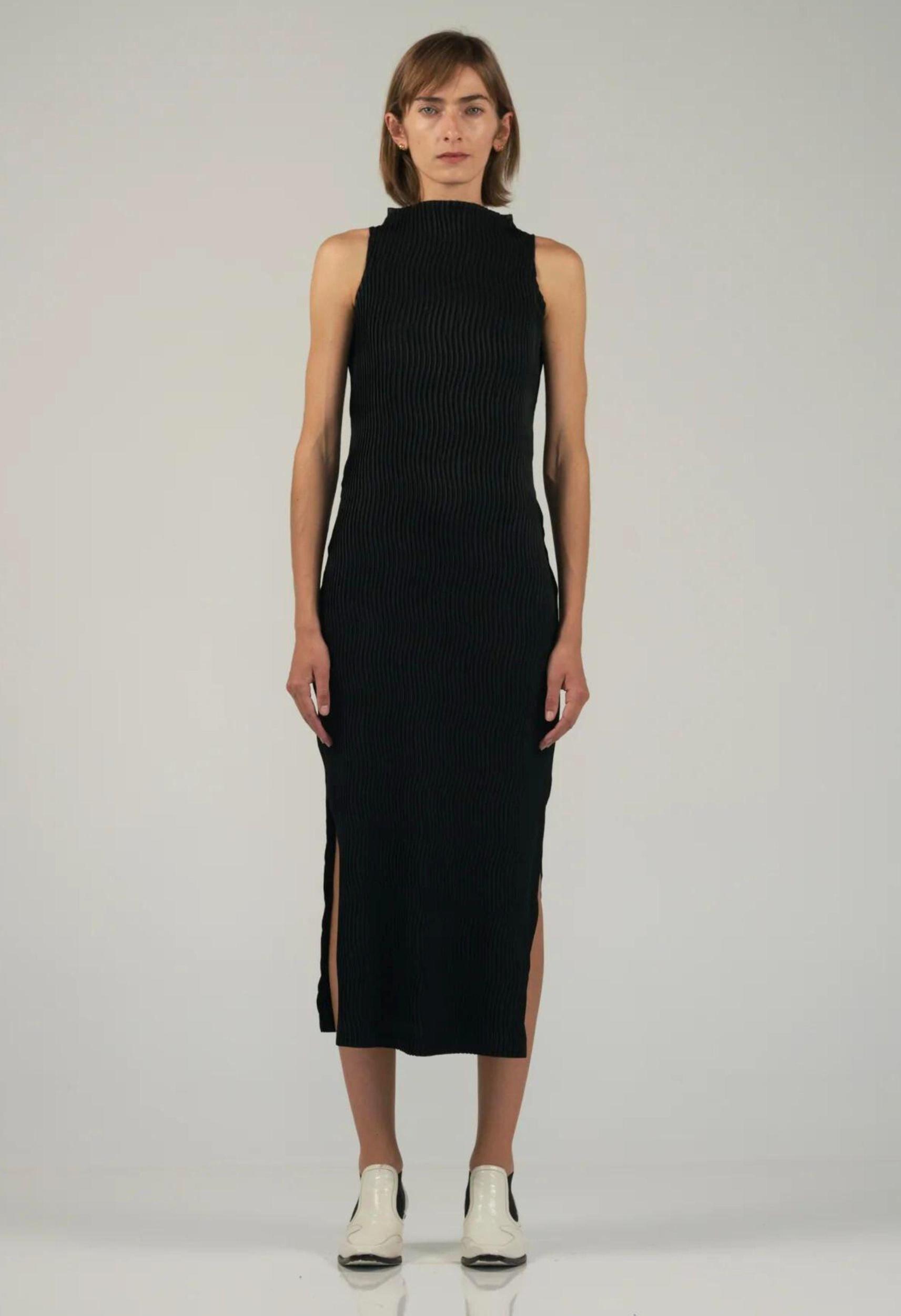 Wave Tank Dress in Black Shine Product Image