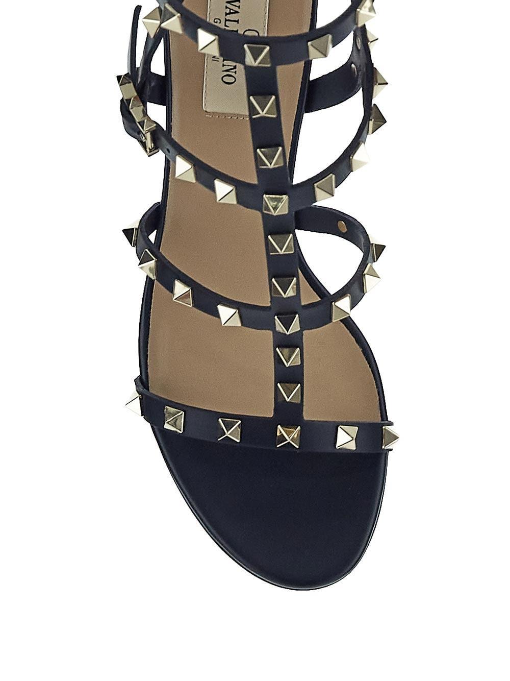 VALENTINO GARAVANI Valentino Rockstud Caged 90 Leather Ankle Strap Sandal In Black Product Image