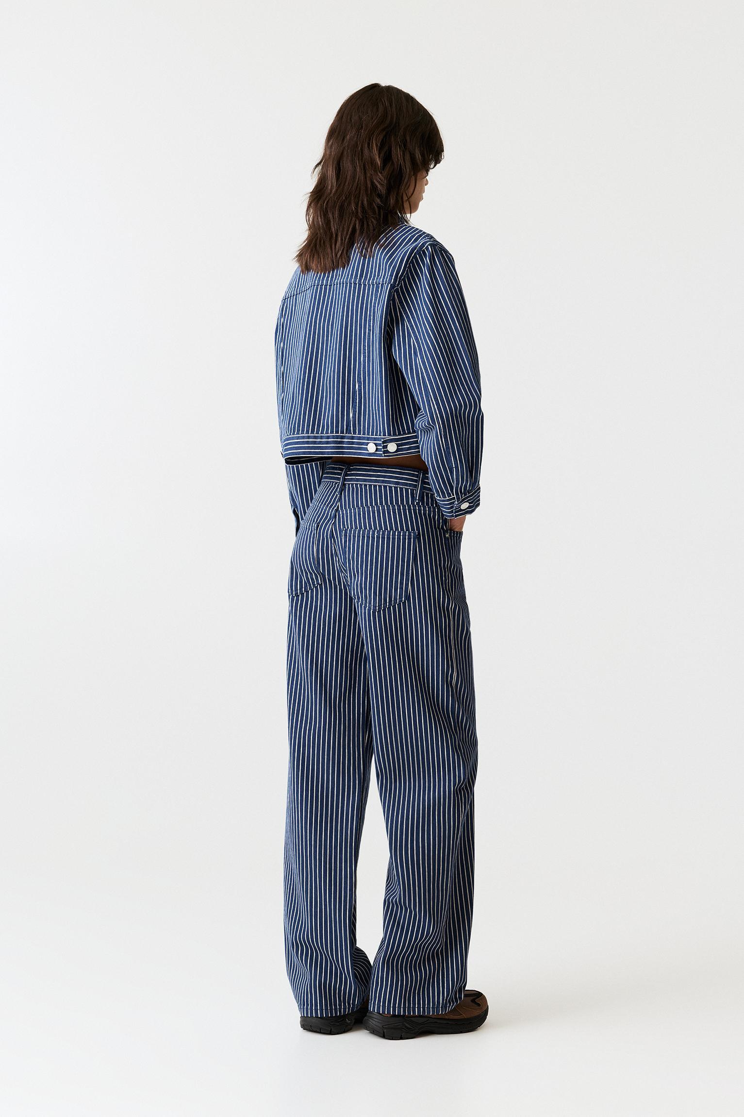 Oversized striped denim jacket Product Image