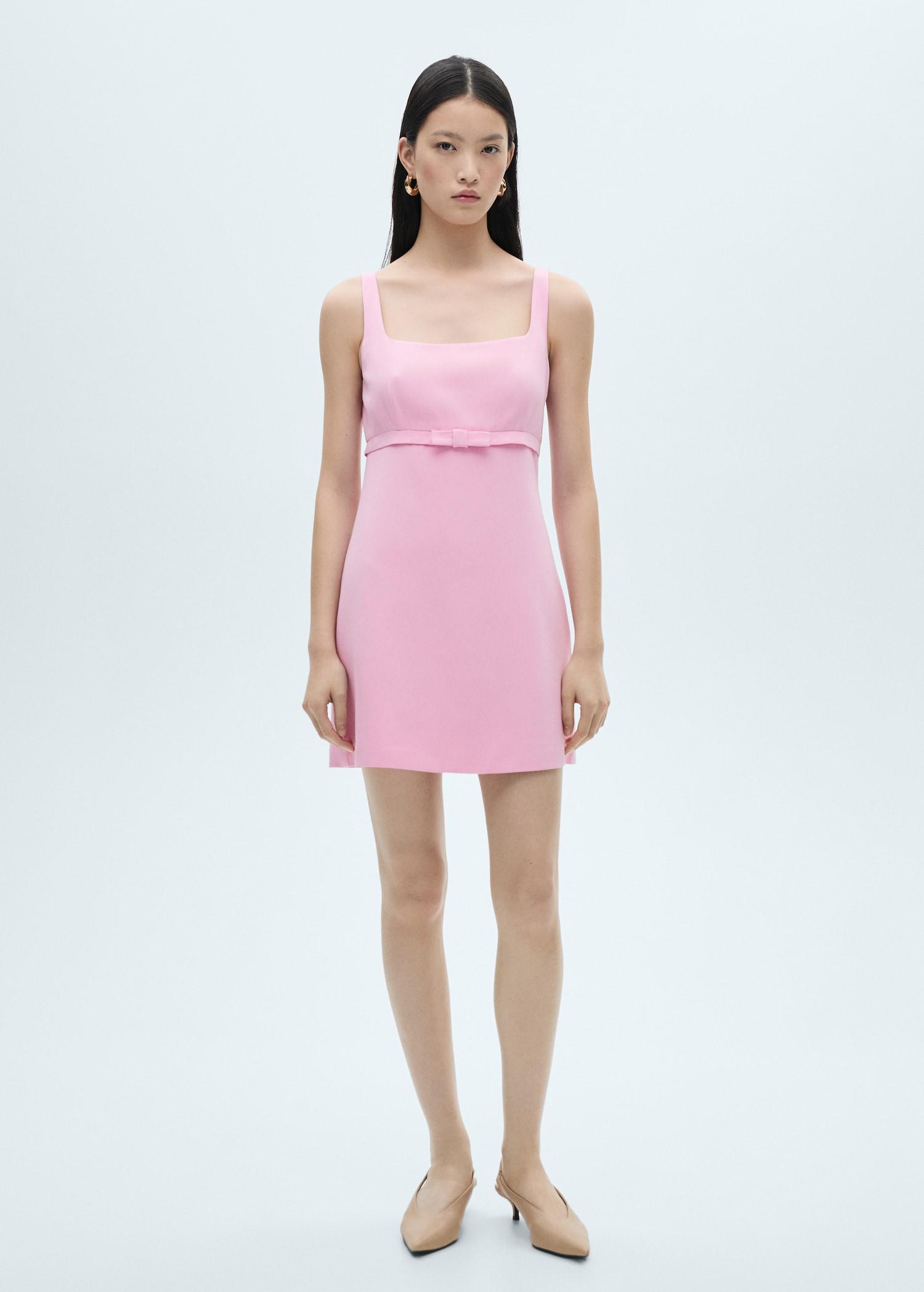 Short dress with bow detail - Women | MANGO USA Product Image
