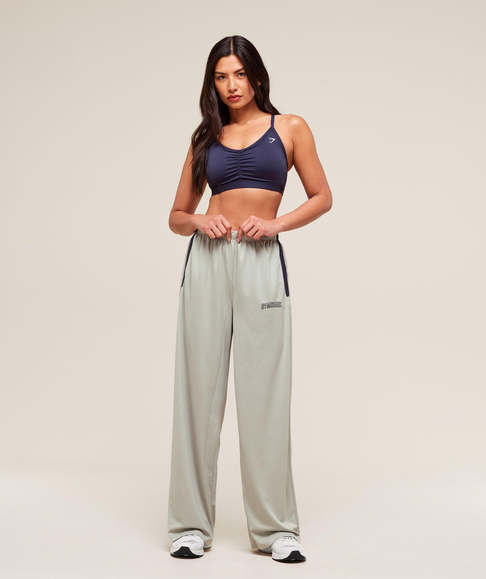 Gymshark Mesh Straight Leg Pants - Stone Grey/Heavy Blue Female Product Image