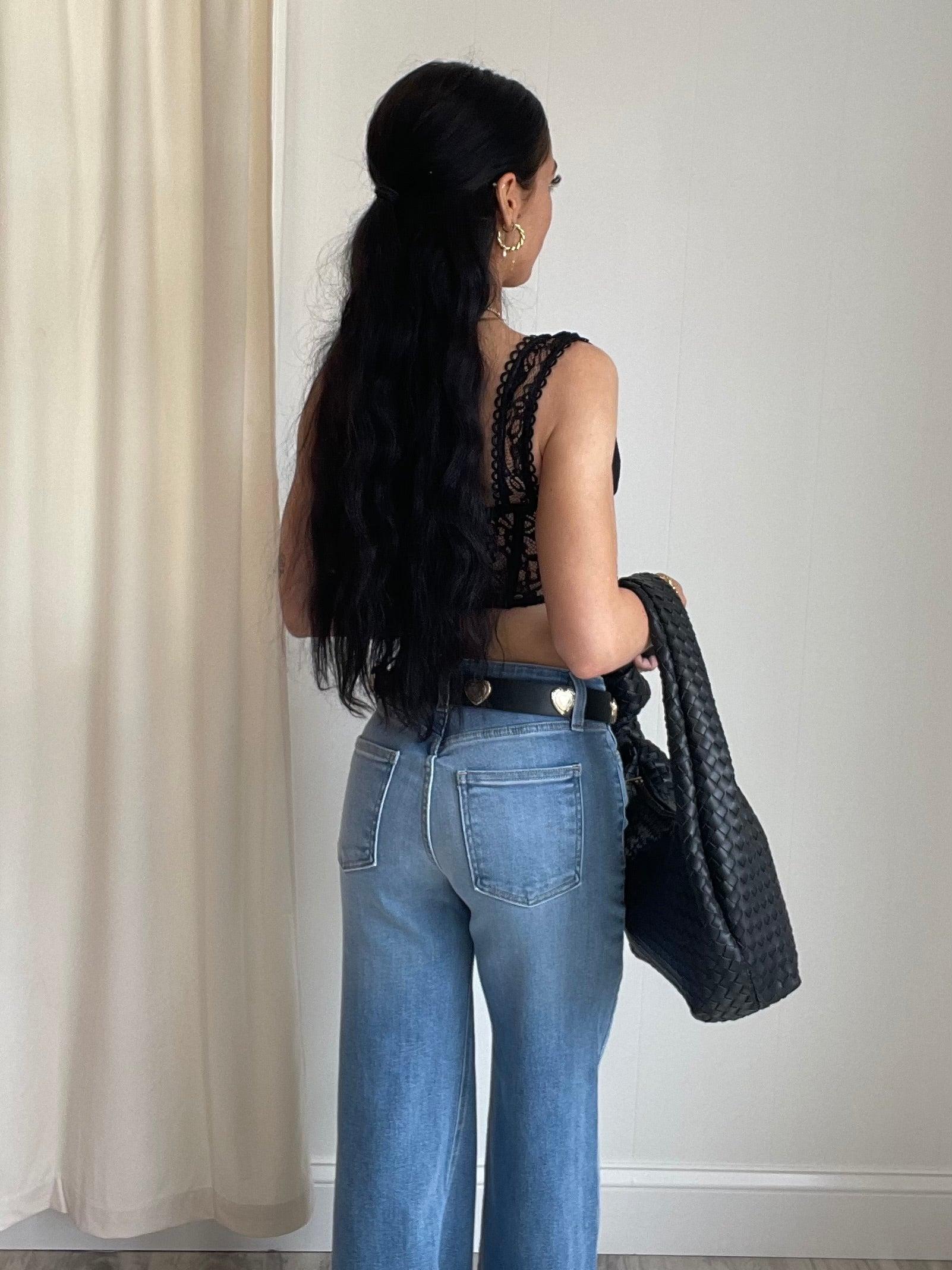 FINAL SALE Chloe Lace Corset Tank Top | Black Product Image