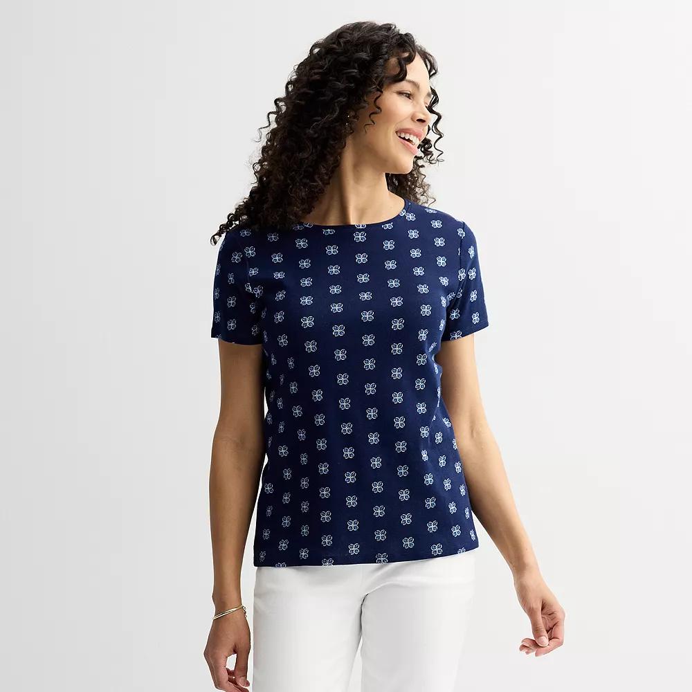 Women's Croft & Barrow® Essential Crewneck Tee, Size: Small, Blue Mini Tile Product Image