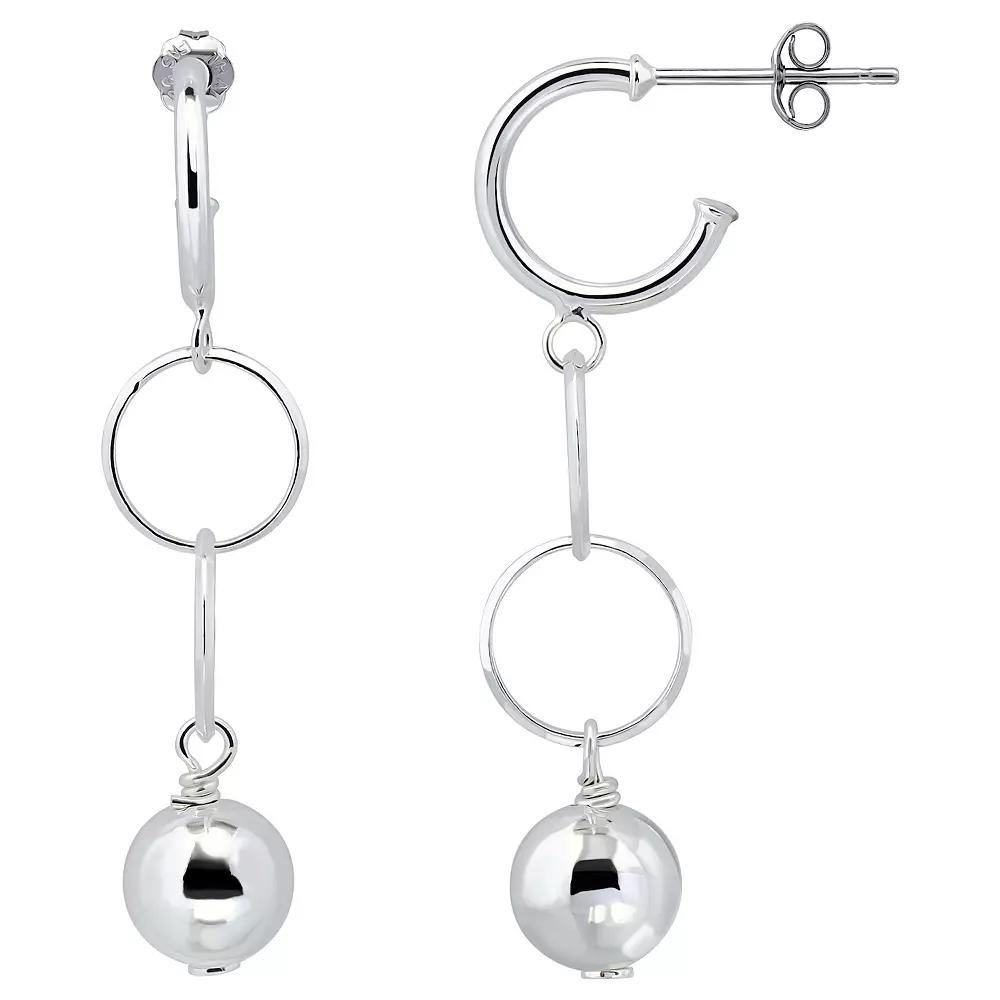Aleure Precioso Sterling Silver Bead & Circle Drop Earrings, Women's, Silver Tone Product Image