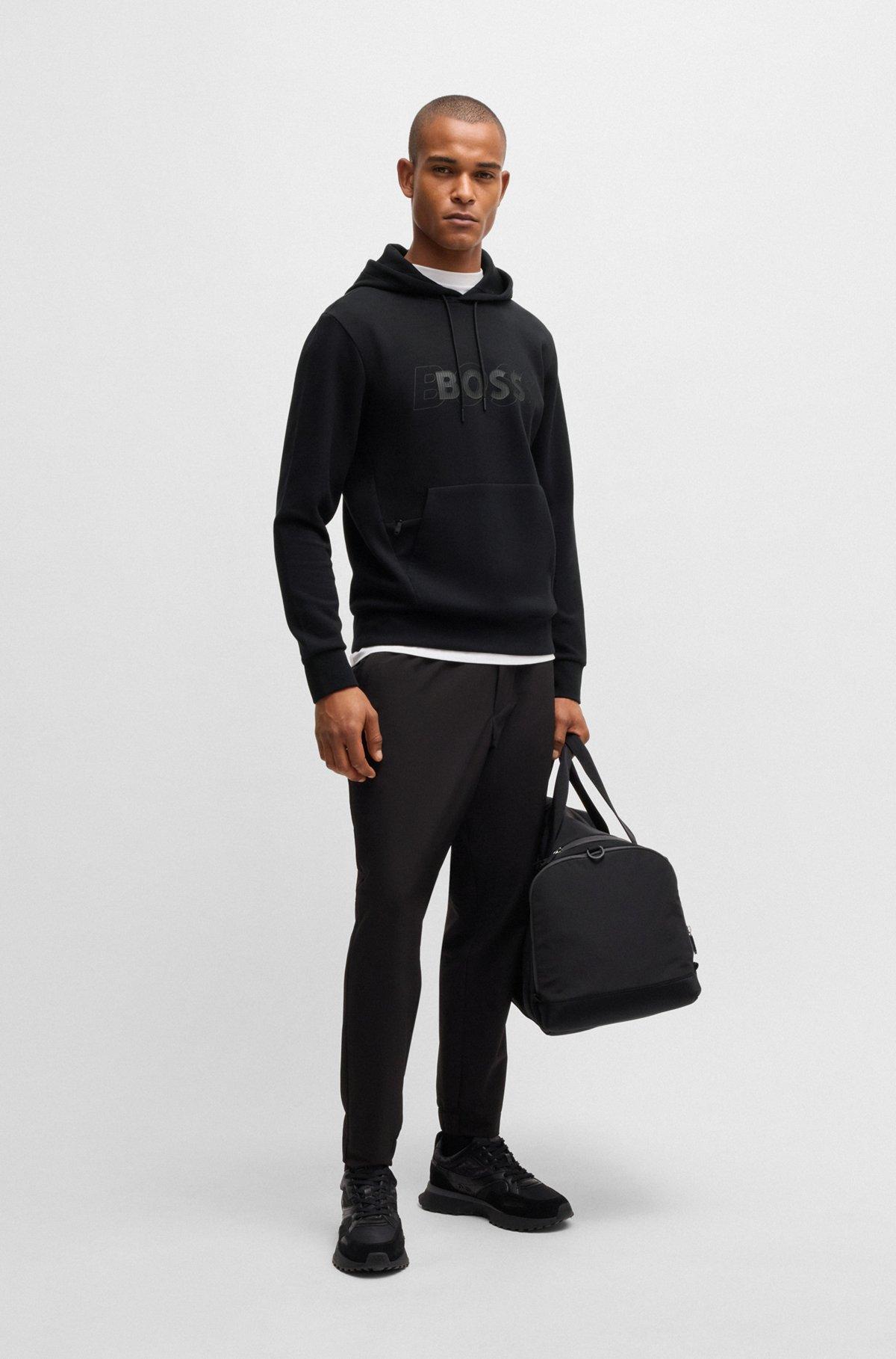 Stretch-cotton hoodie with layered logo Product Image