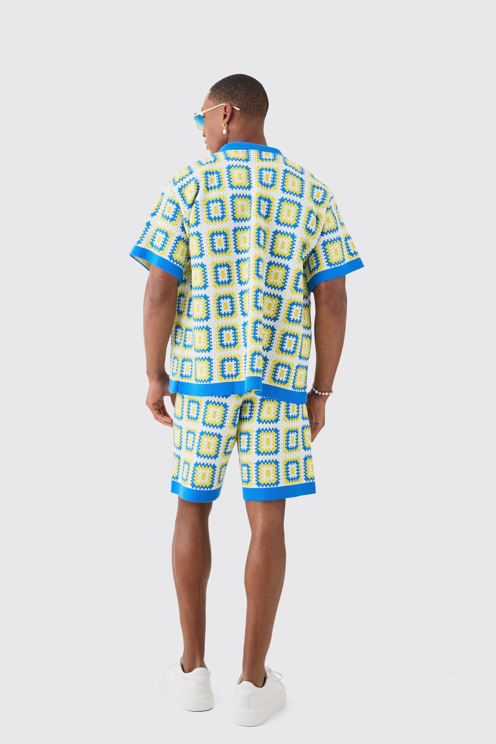 Relaxed Crochet Knit Short | boohooMAN USA Product Image