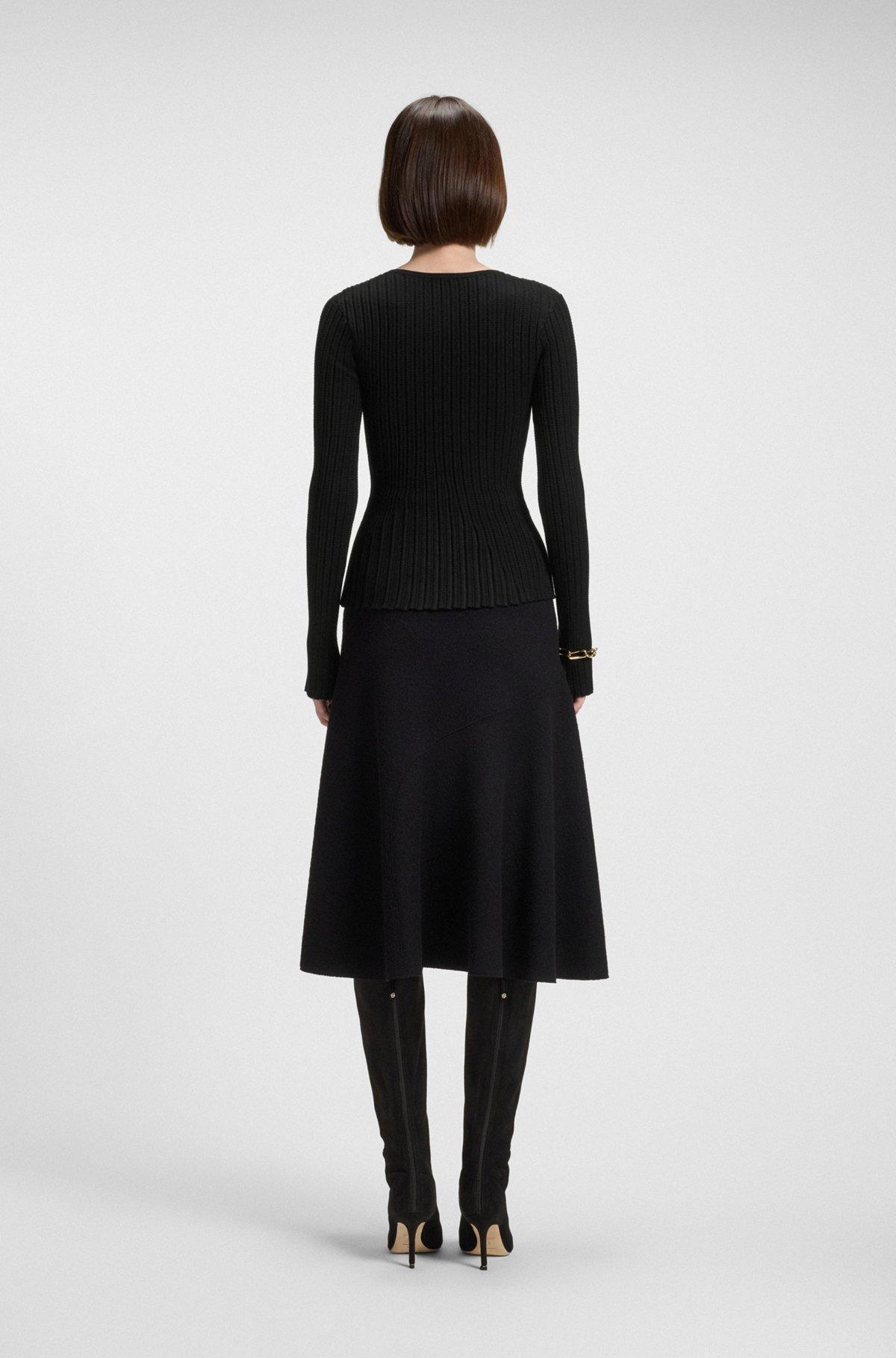 Knitted sweater in stretch fabric with two-tone pattern Product Image