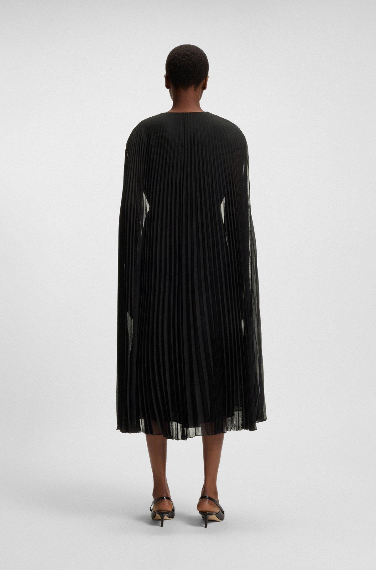 Belted dress in crinkle chiffon with overlay Product Image