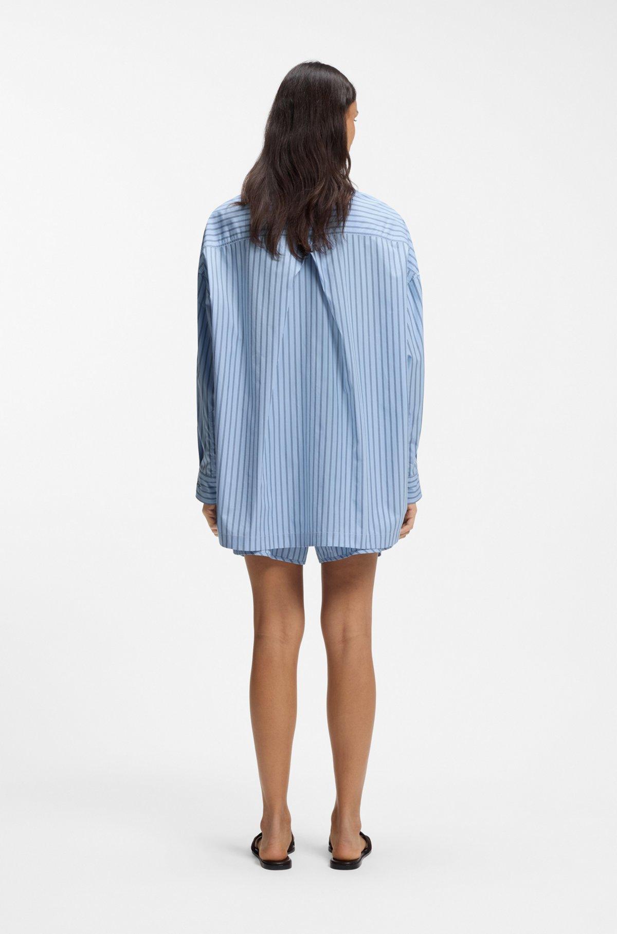 Striped oversized-fit blouse in cotton poplin Product Image