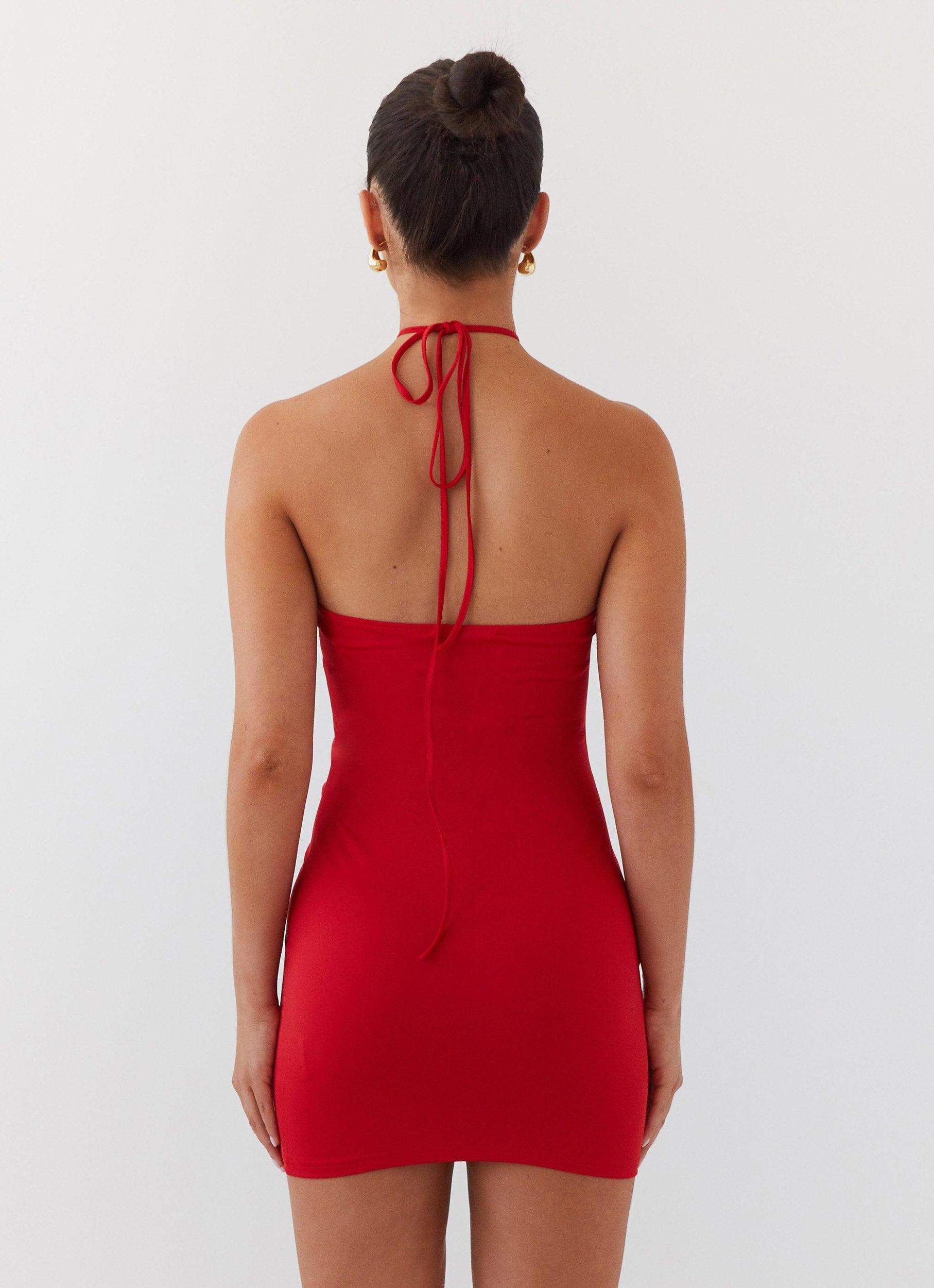 Ruby Glamour Rose Mini Dress - Rouge Red Product Image