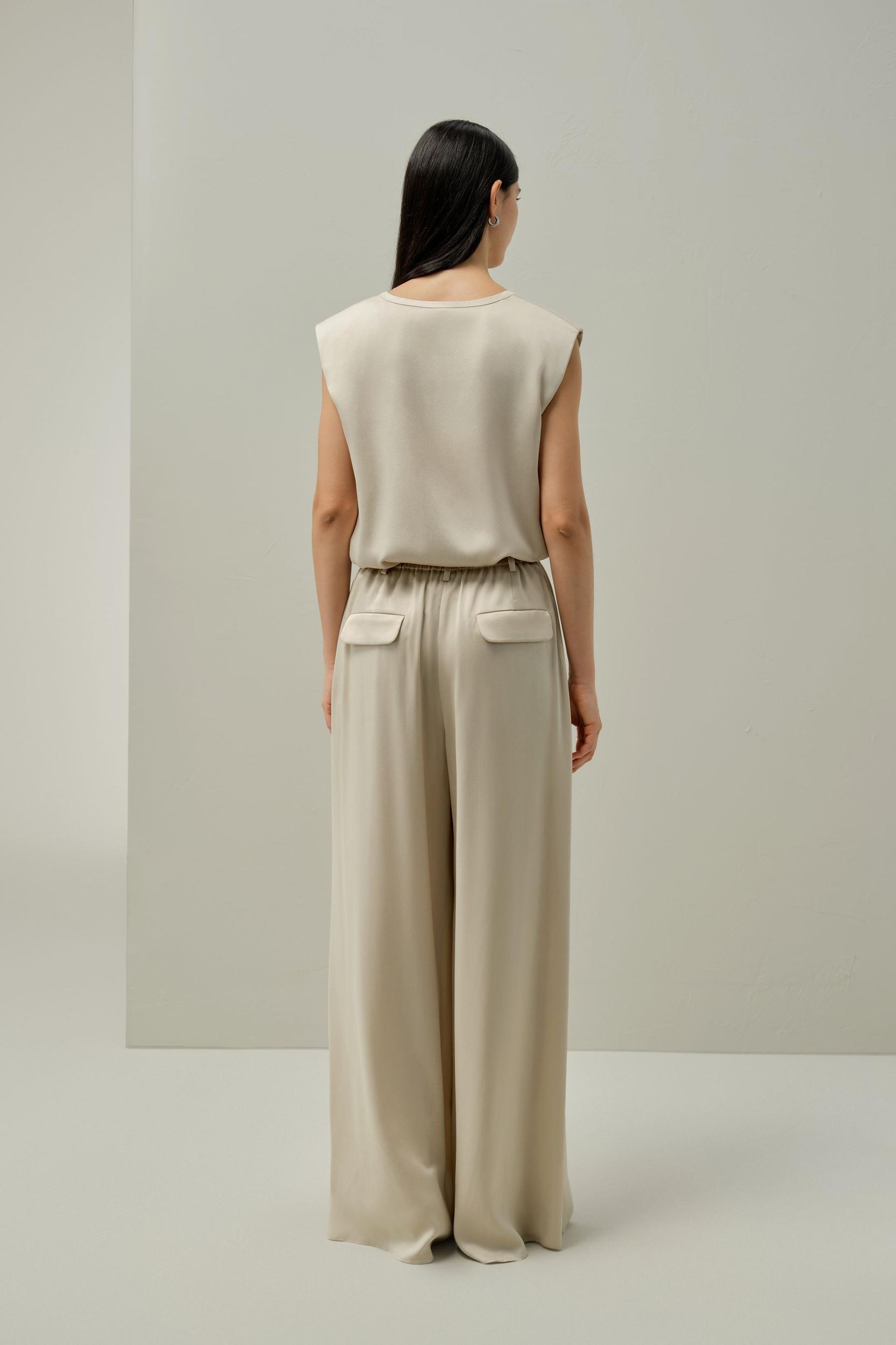 LILYSILK x Melissa Murrell Silk Suede Wide-Leg Pants Product Image