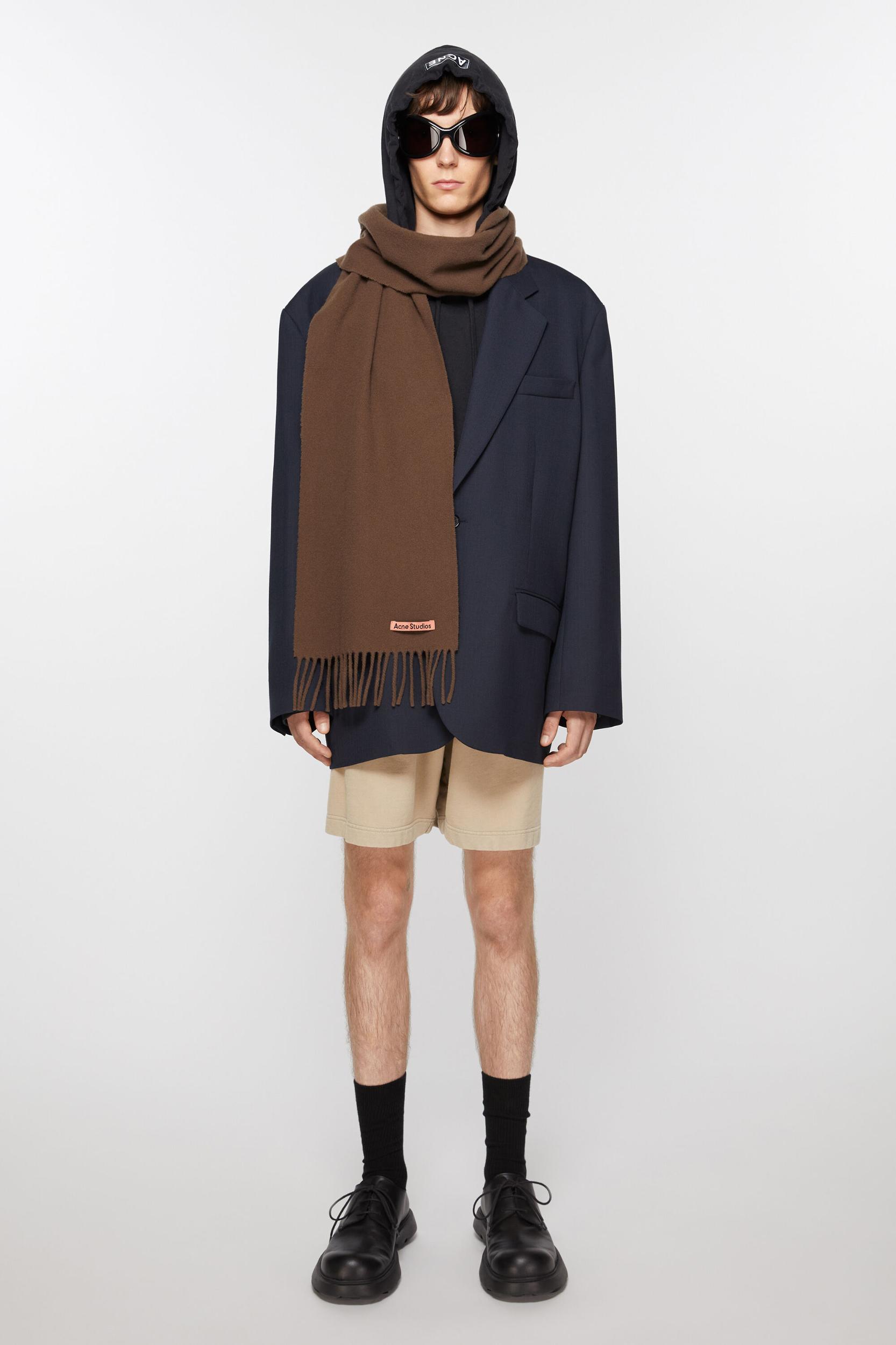 Fringe wool scarf - skinny Product Image
