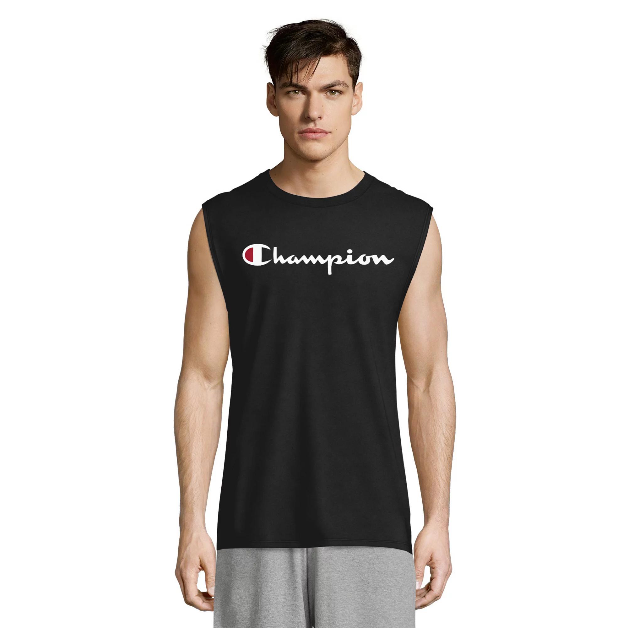 Mens Champion Logo Graphic Muscle Tee Granite Grey Product Image