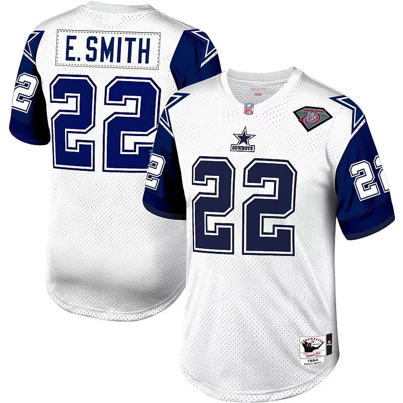 Men's Mitchell & Ness Emmitt Smith White Dallas Cowboys 1996 Authentic Throwback Retired Player Jersey,  Product Image