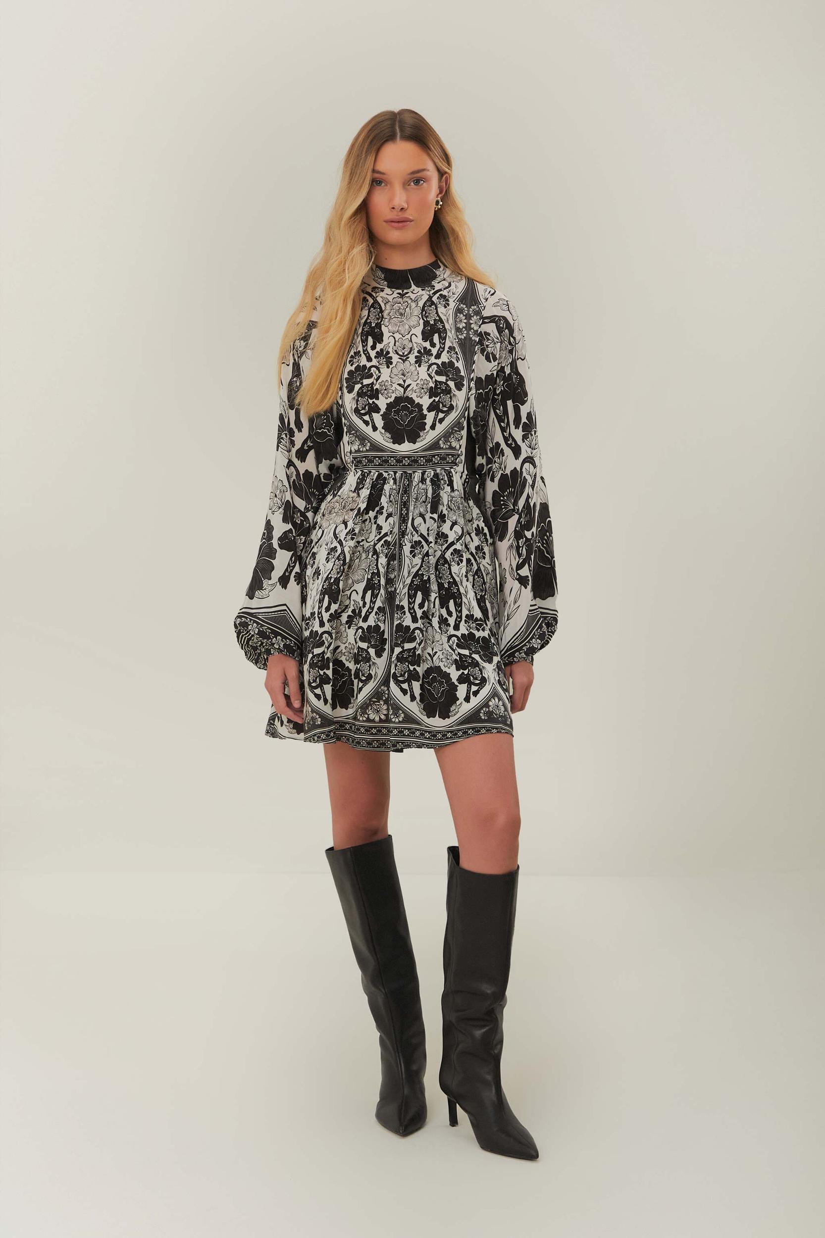 Off-White Flower Leopards Mini Dress Product Image