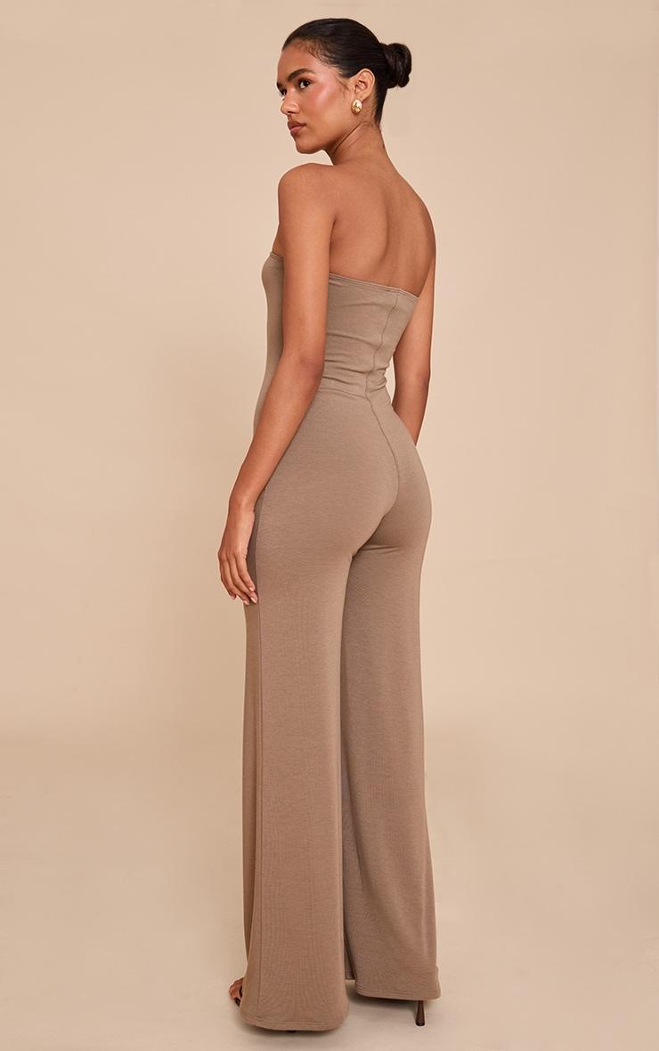 Mushroom Double Layer Contour Jersey Bandeau Wide Leg Jumpsuit Product Image