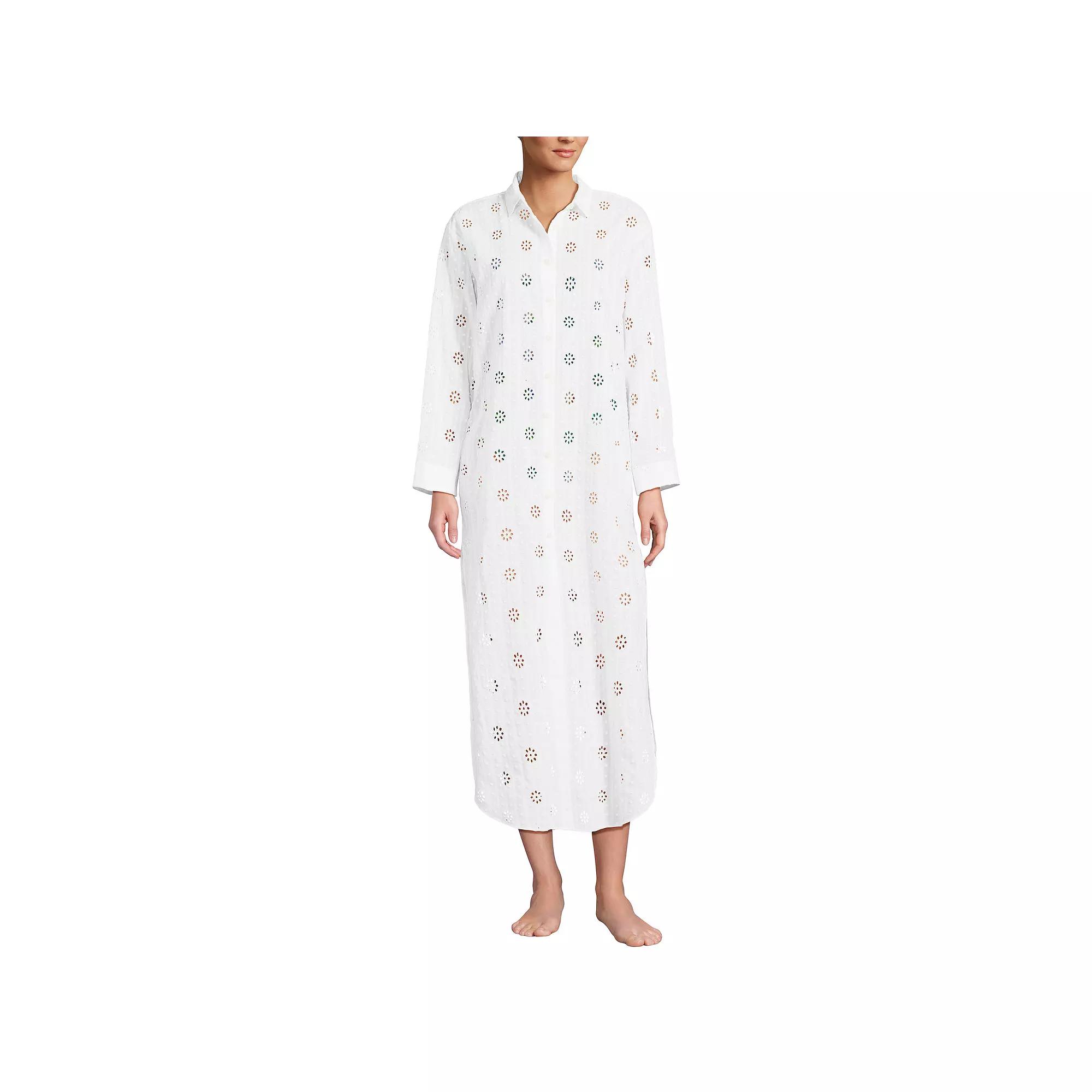Women's Lands' End Eyelet Button Down Maxi Cover-up Dress,  Product Image