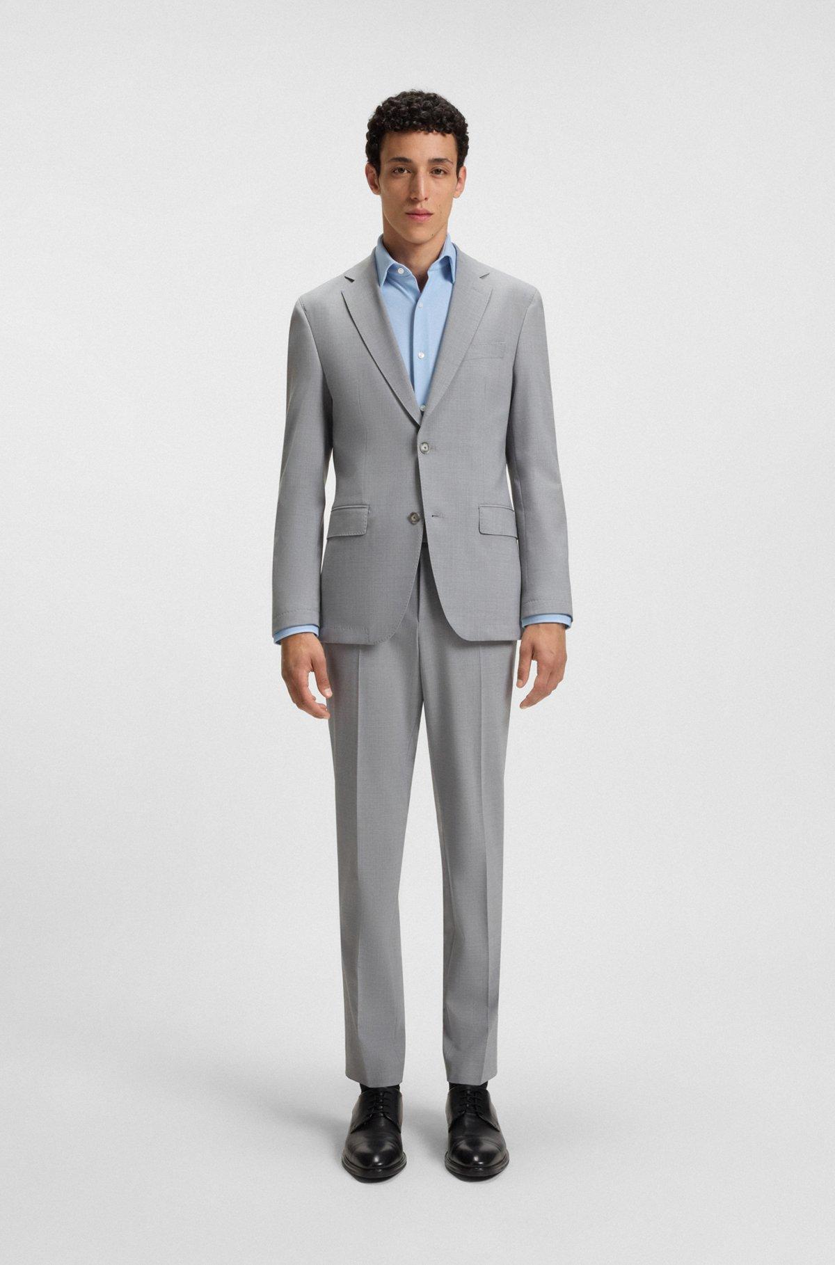 BOSS - Regular-fit shirt in structured stretch jersey - Light Blue Product Image