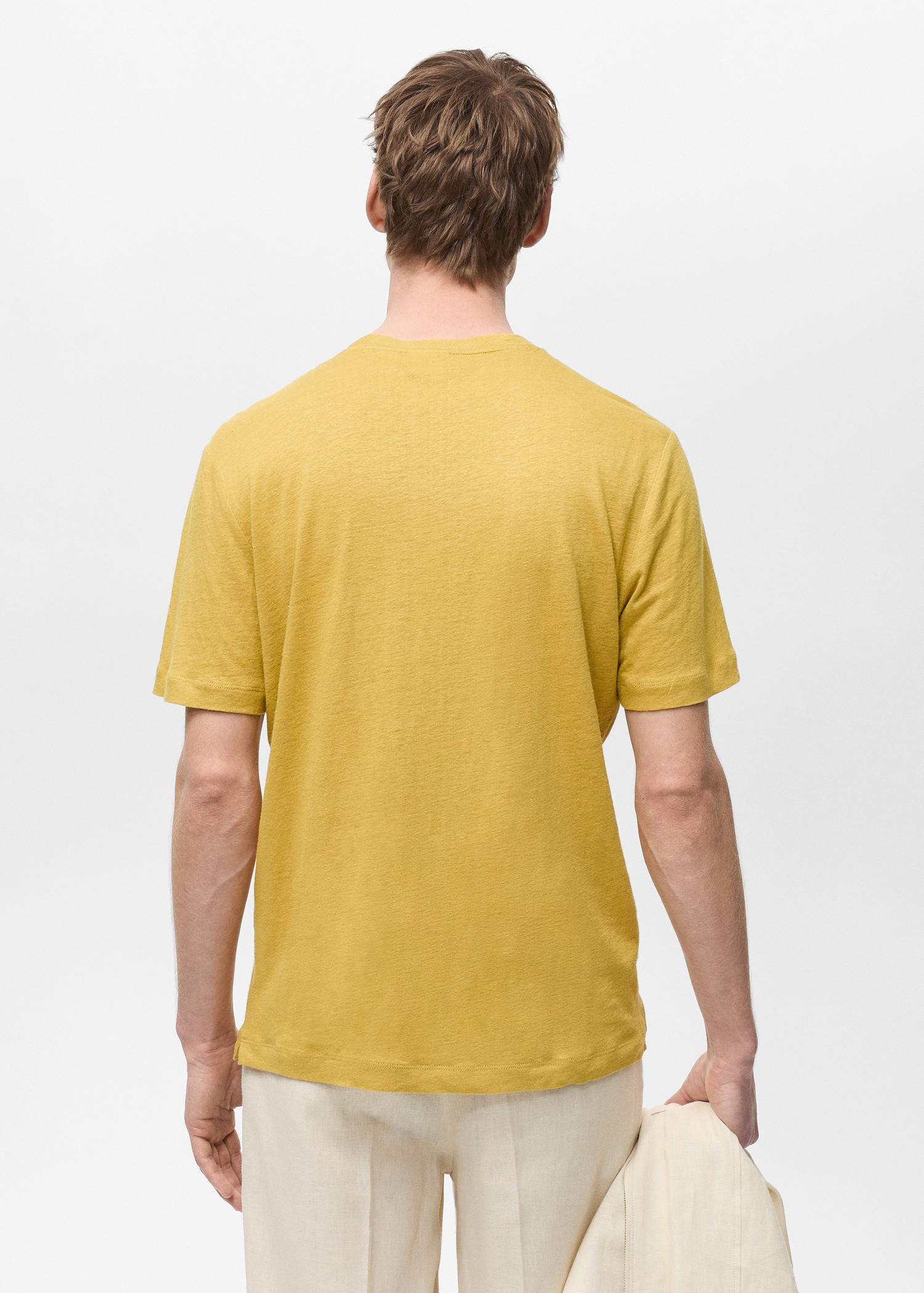 Linen slim-fit t-shirt - Men | MANGO USA Product Image