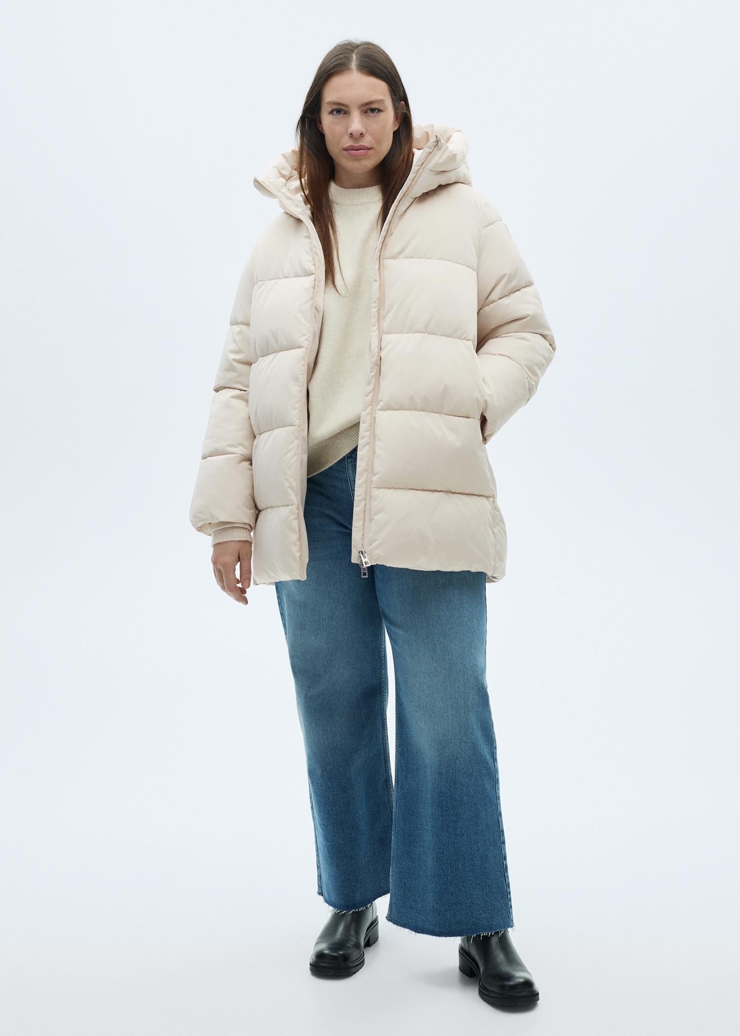 Quilted midi anorak with hood - Women | MANGO USA Product Image