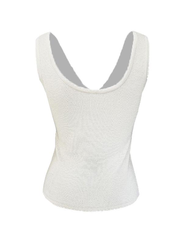 Contrast Color Stitching V Neck Bow Tank Top Product Image