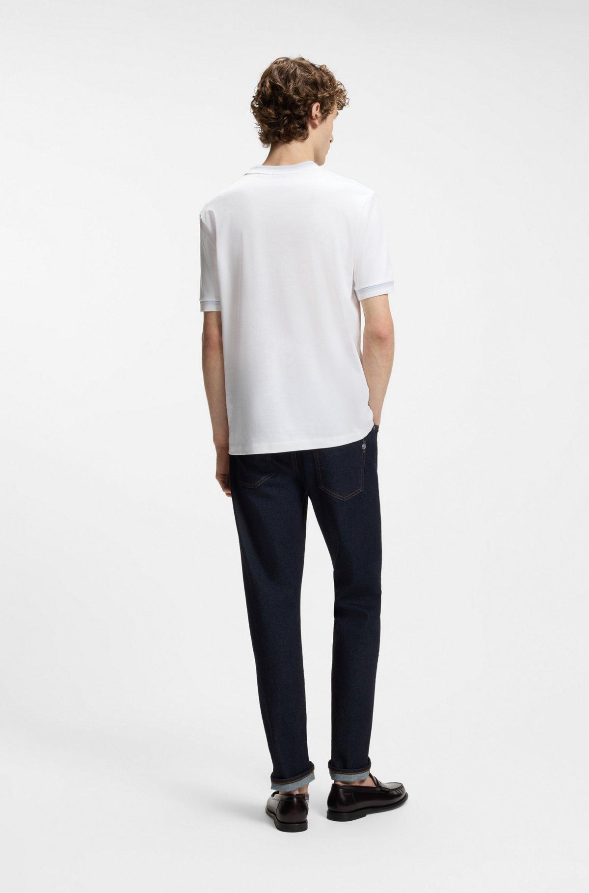 Contrast-tipping slim-fit T-shirt in mercerised cotton Product Image