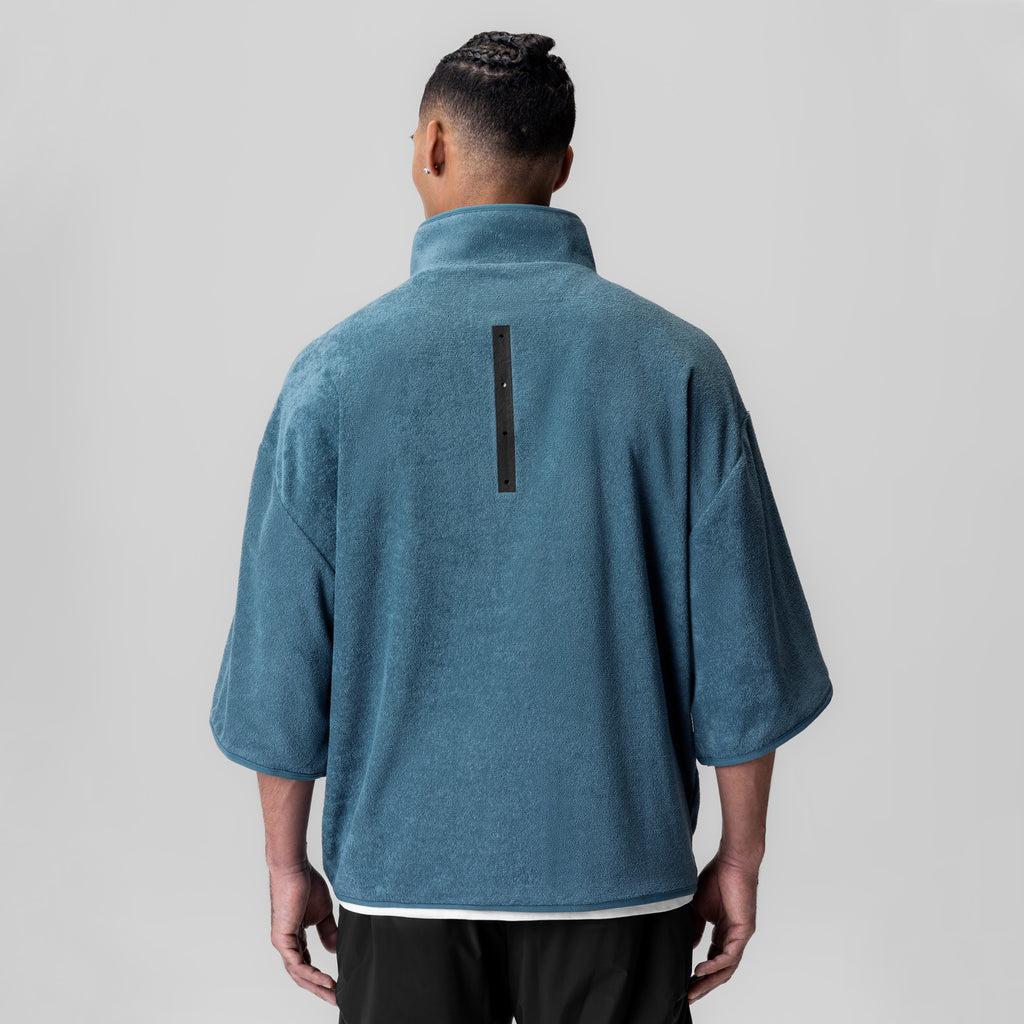 1057. Towel Terry Quarter Zip Oversized Tee - Storm Product Image